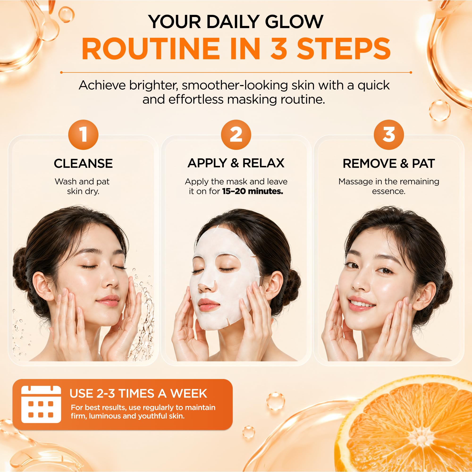 Vitamin C &amp; Collagen Korean Sheet Masks, Dermatologist Tested - Azure Cosmetics