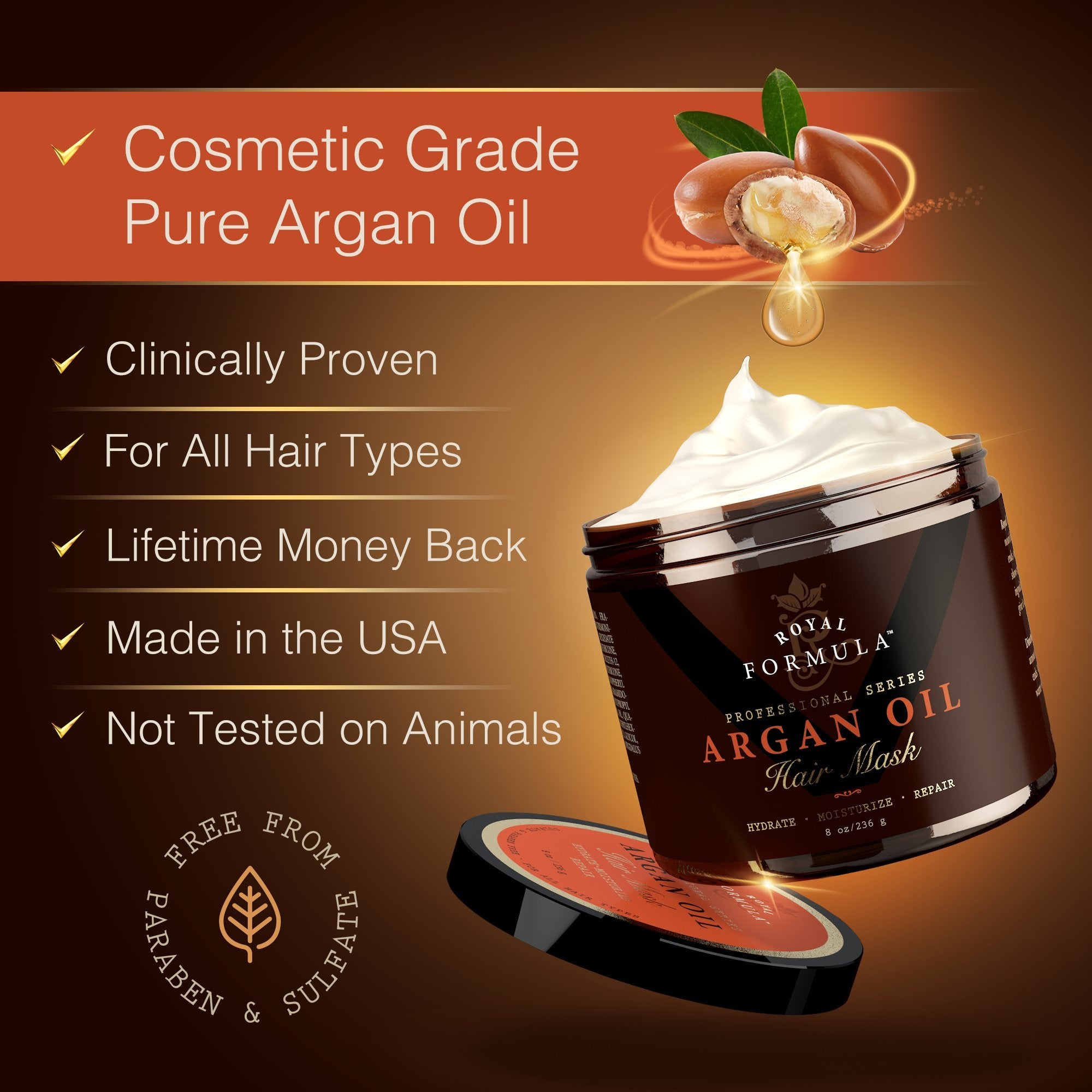 Argan Oil Hair Mask Deep Conditioning Repair Treatment for - Nature's Potent Official Imagery - 4