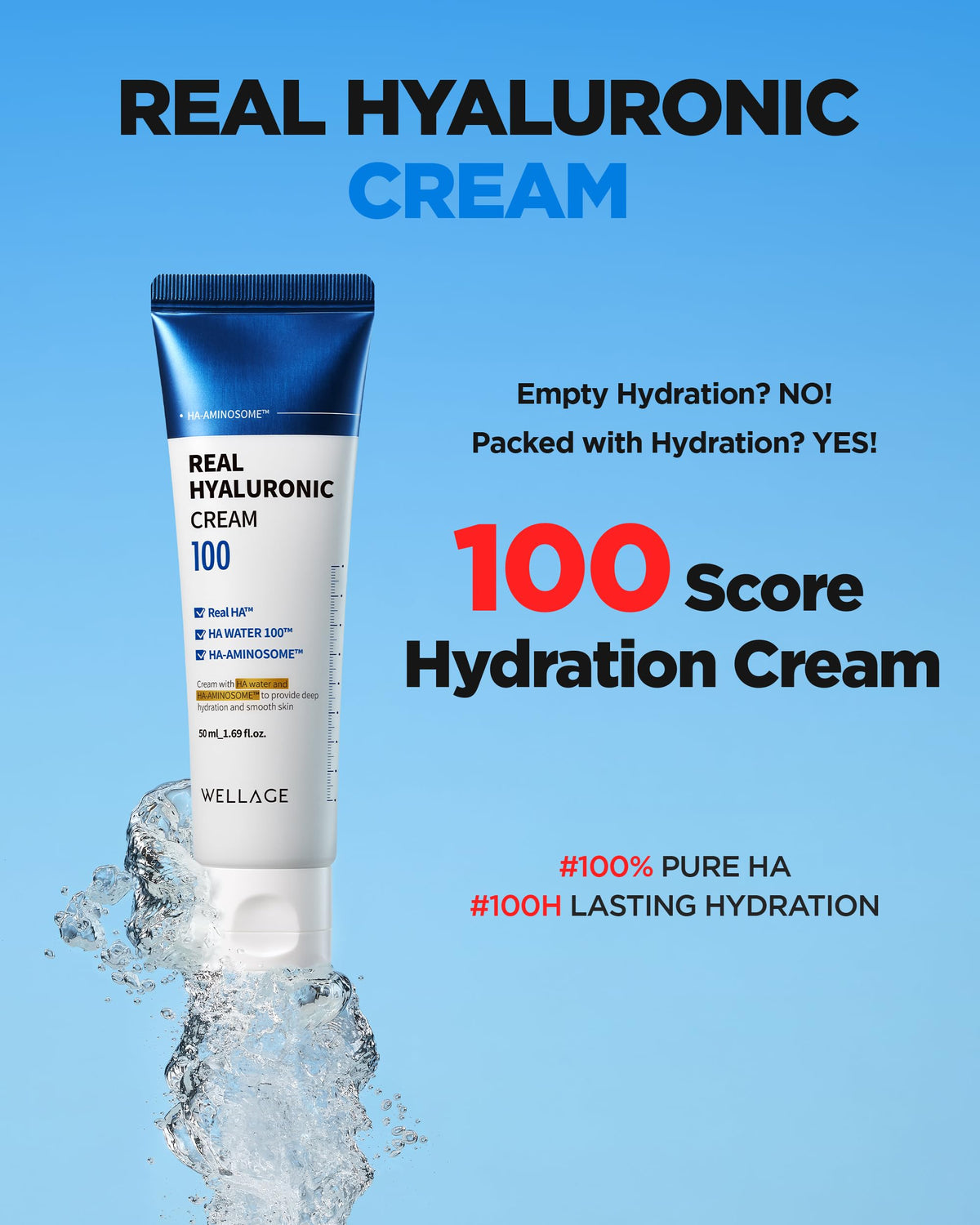 WELLAGE Real Hyaluronic Cream 100 Pure Hyaluronic Acid - WELLAGE Official Imagery - 3