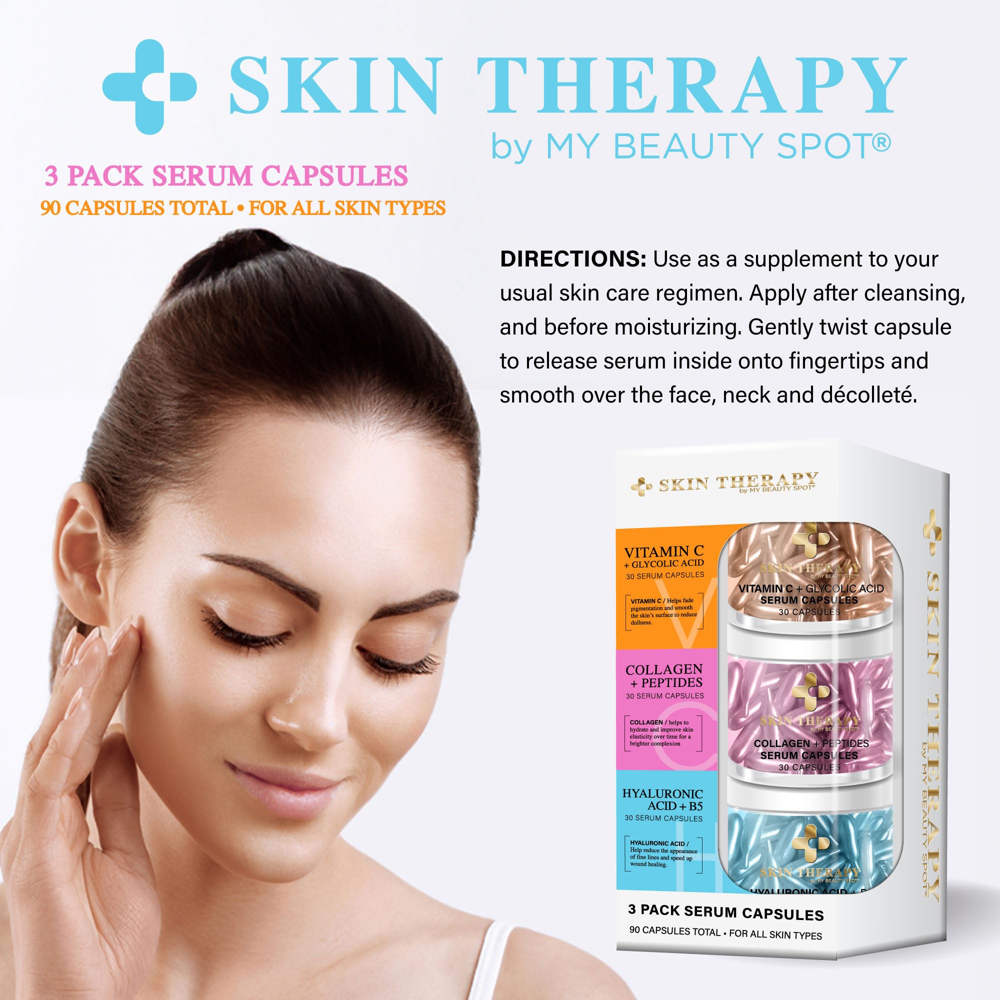 Facial Serum Capsules 3 Pack 90pcs Vitamin C Serum Hylunaric - My Beauty Spot Official Product Imagery - 7