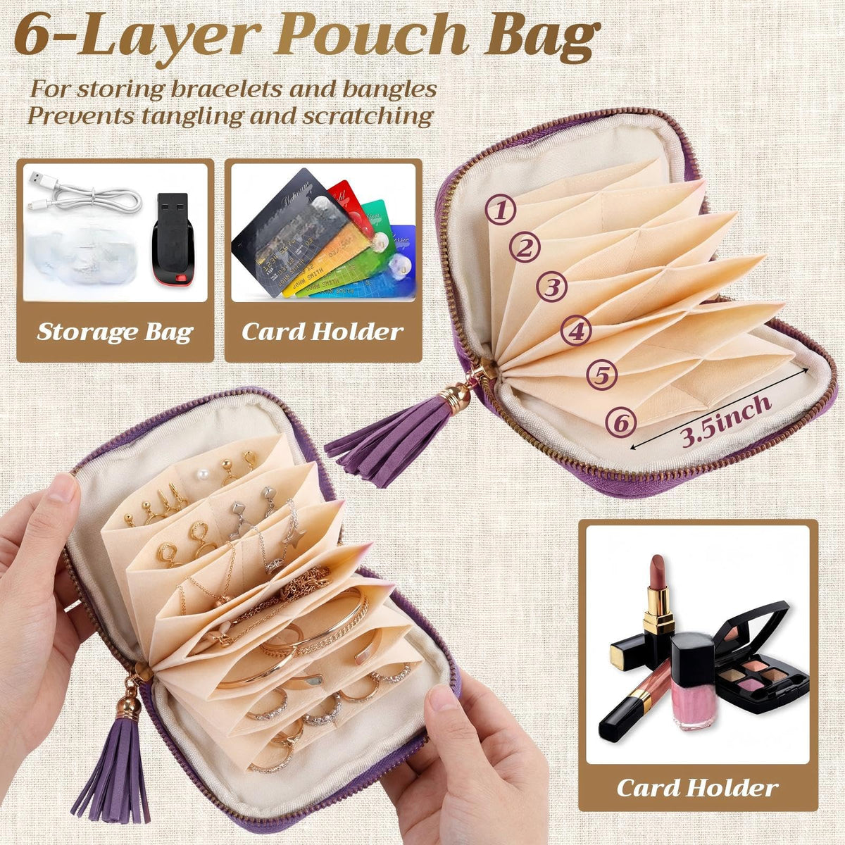 Hsei 5 Pack Small Travel Jewelry Case Bulk Mini Jewelry - Hsei Official Imagery - 5