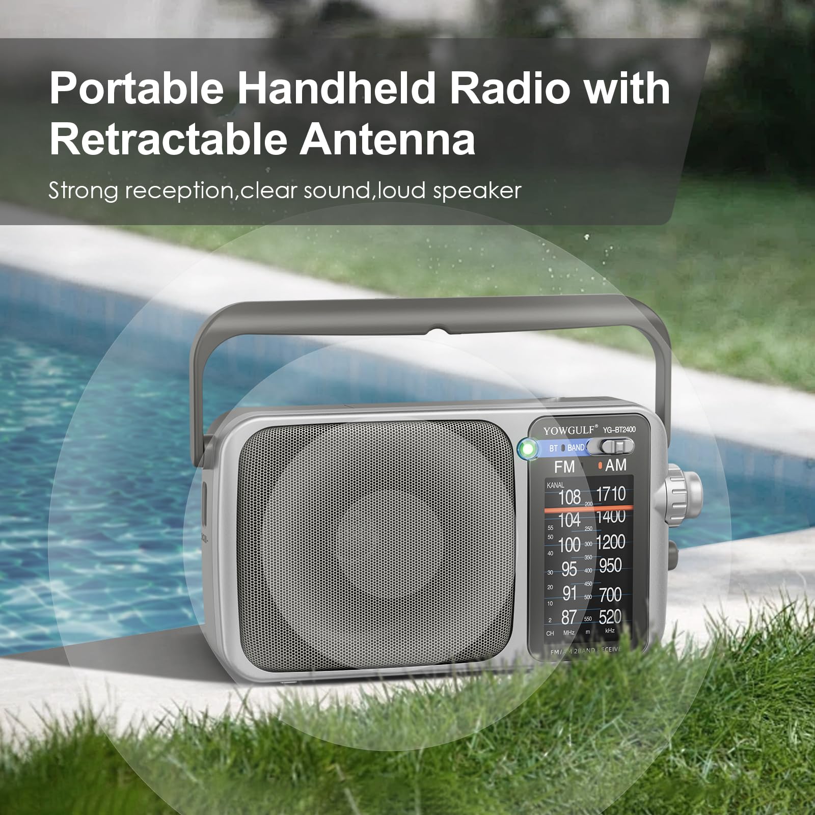 YOWGULF Portable AM FM Radio Battery or AC Power
