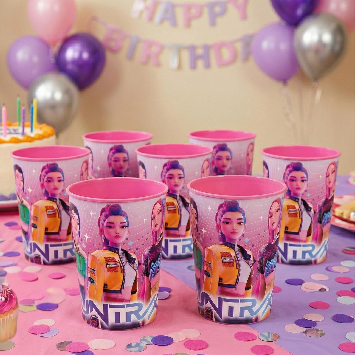 Unique KPop Demon Hunters Cups 12 Plastic Reusable Party - Unique Official Imagery - 3