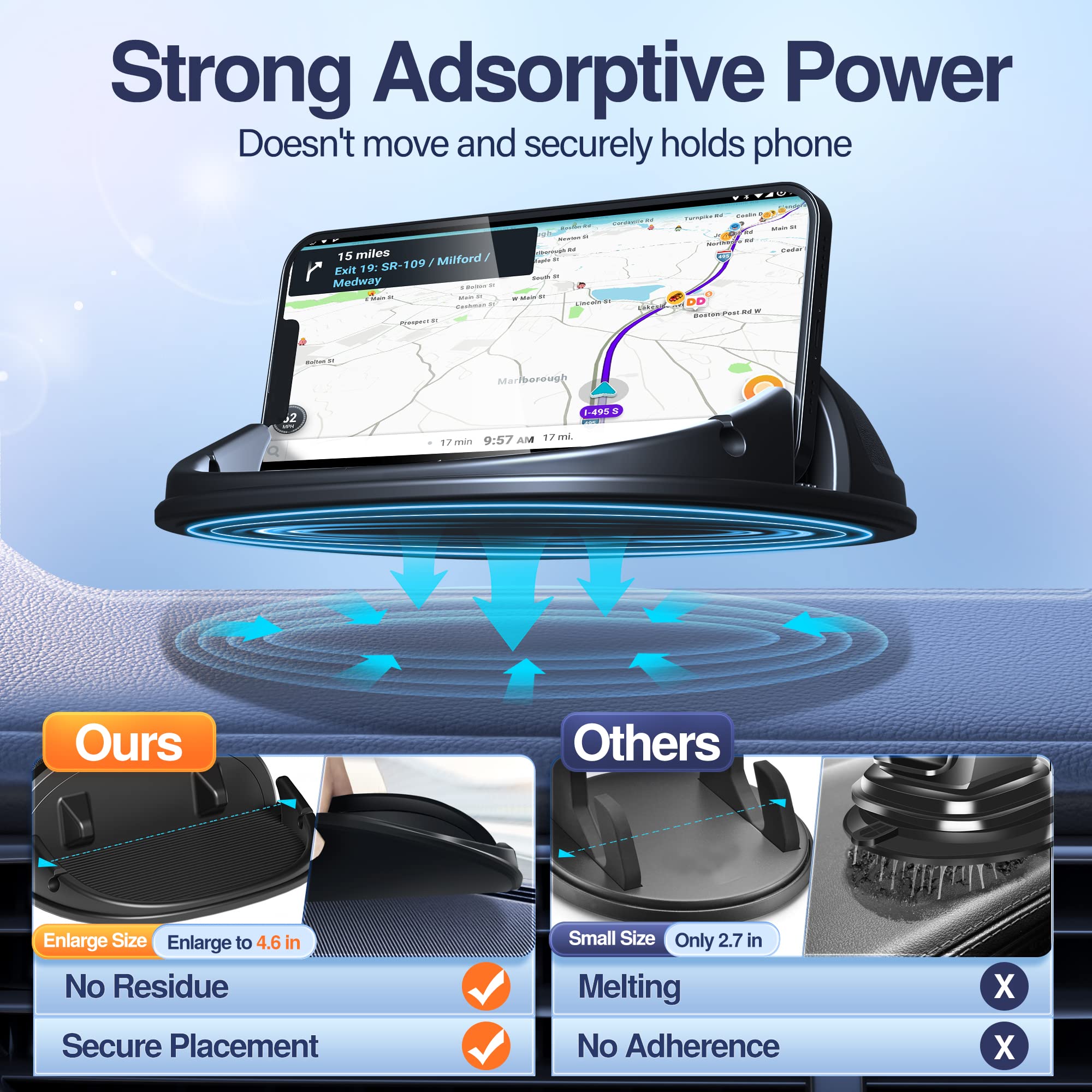 Loncaster Car Phone Holder, Car Phone Mount Silicone Car Pad Mat by Loncaster - Angle View 2
