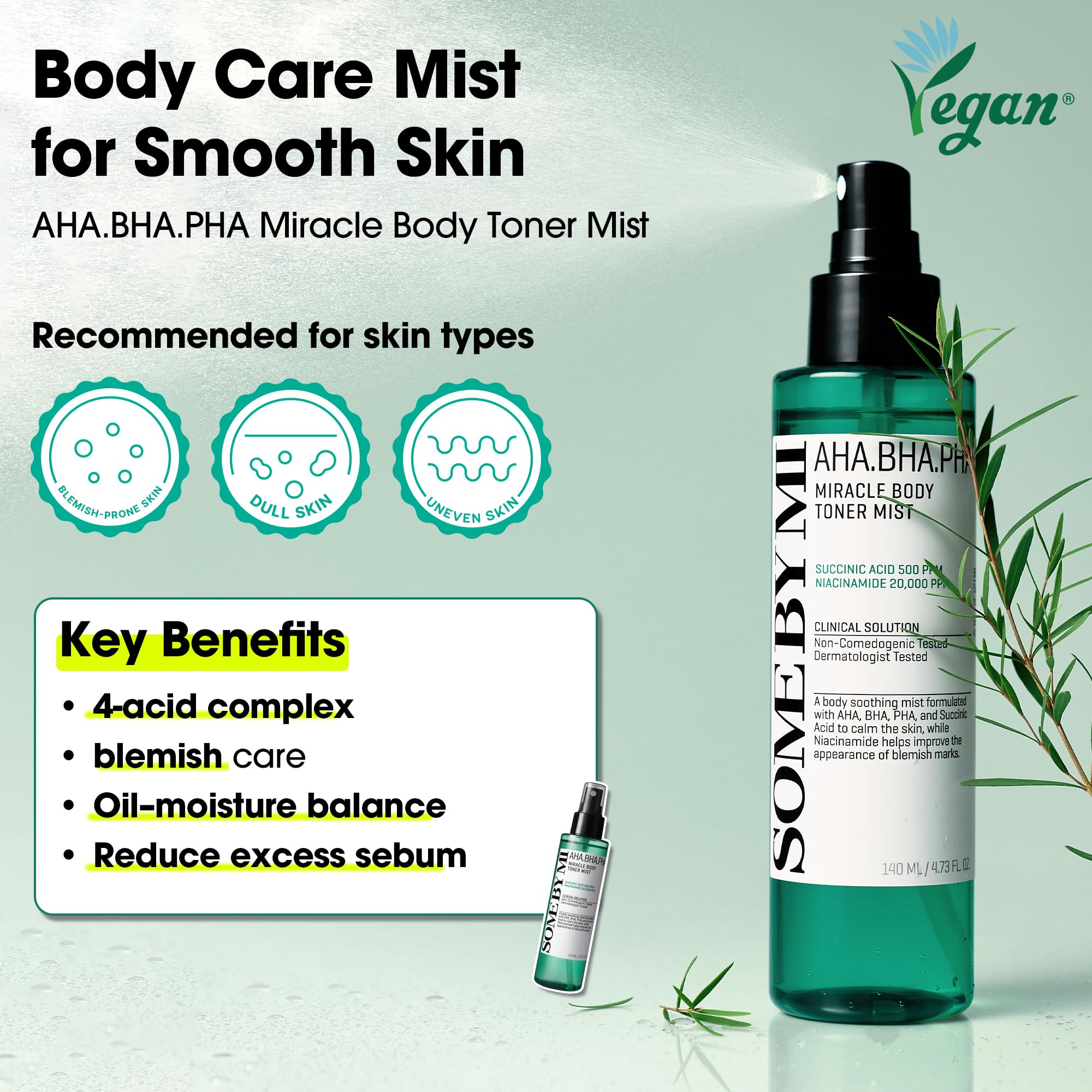SOME BY MI AHA BHA PHA 30 Days Miracle Body Toner Mist – 4. , – Body Spray for - SOME BY MI Official Product View 3