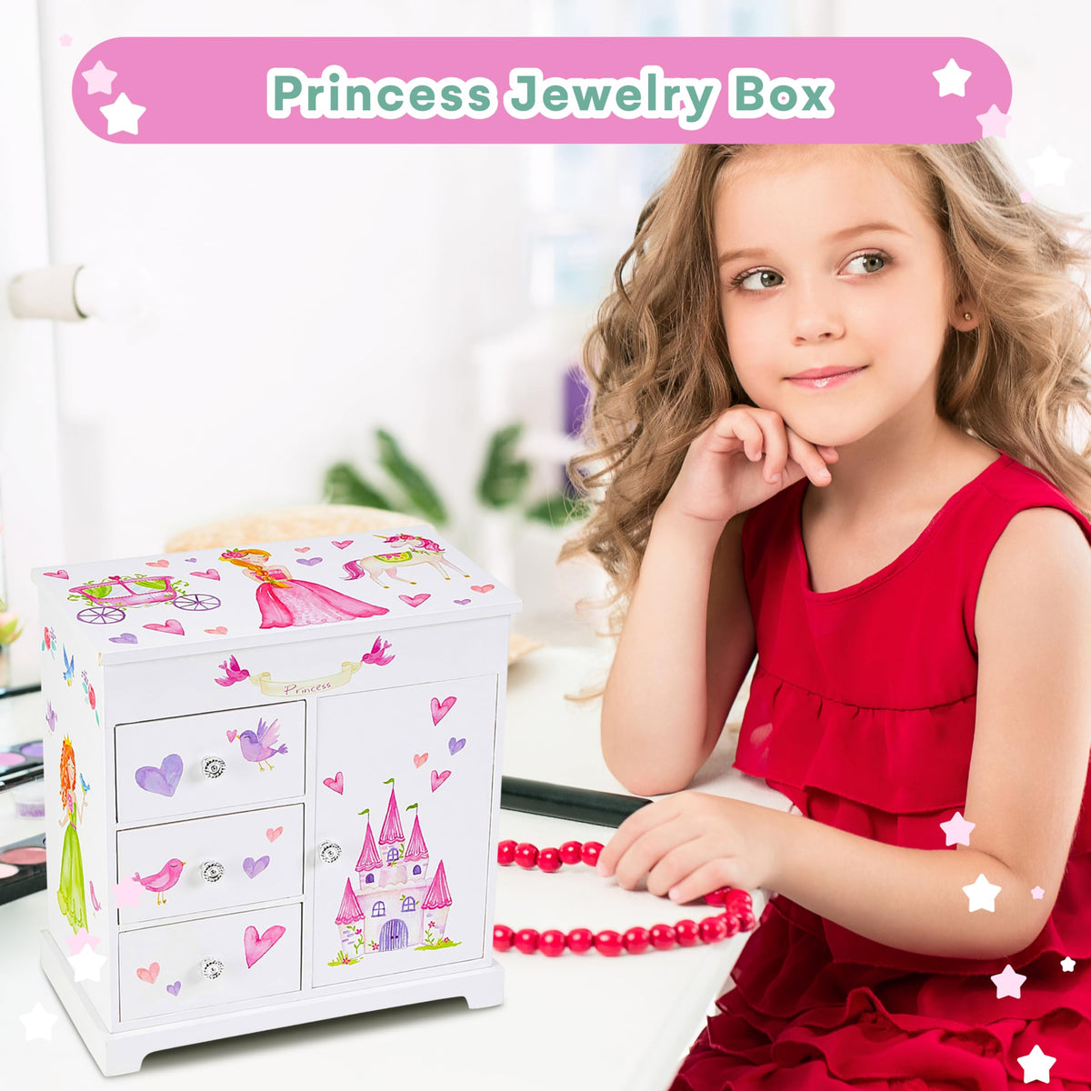 Jewelkeeper Jewelry Box for Girls with 3 Drawers - Jewelkeeper Official Imagery - 5
