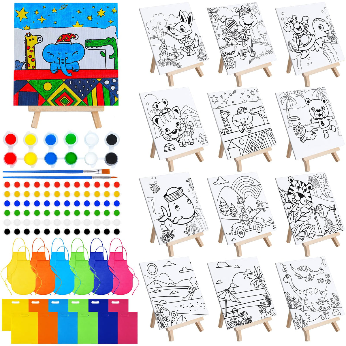 Tenceur 48 Pcs Kids Paint Party Favor Sets Mini Acrylic - Tenceur Official Imagery - 1