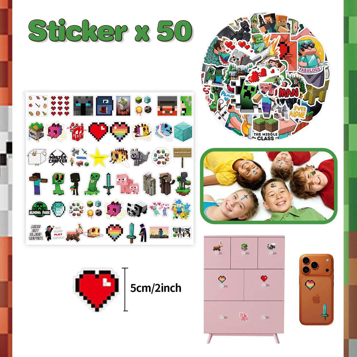 120 PCS Party Favors for Pixel Theme Birthday Party Supplies - Youkali Official Imagery - 5