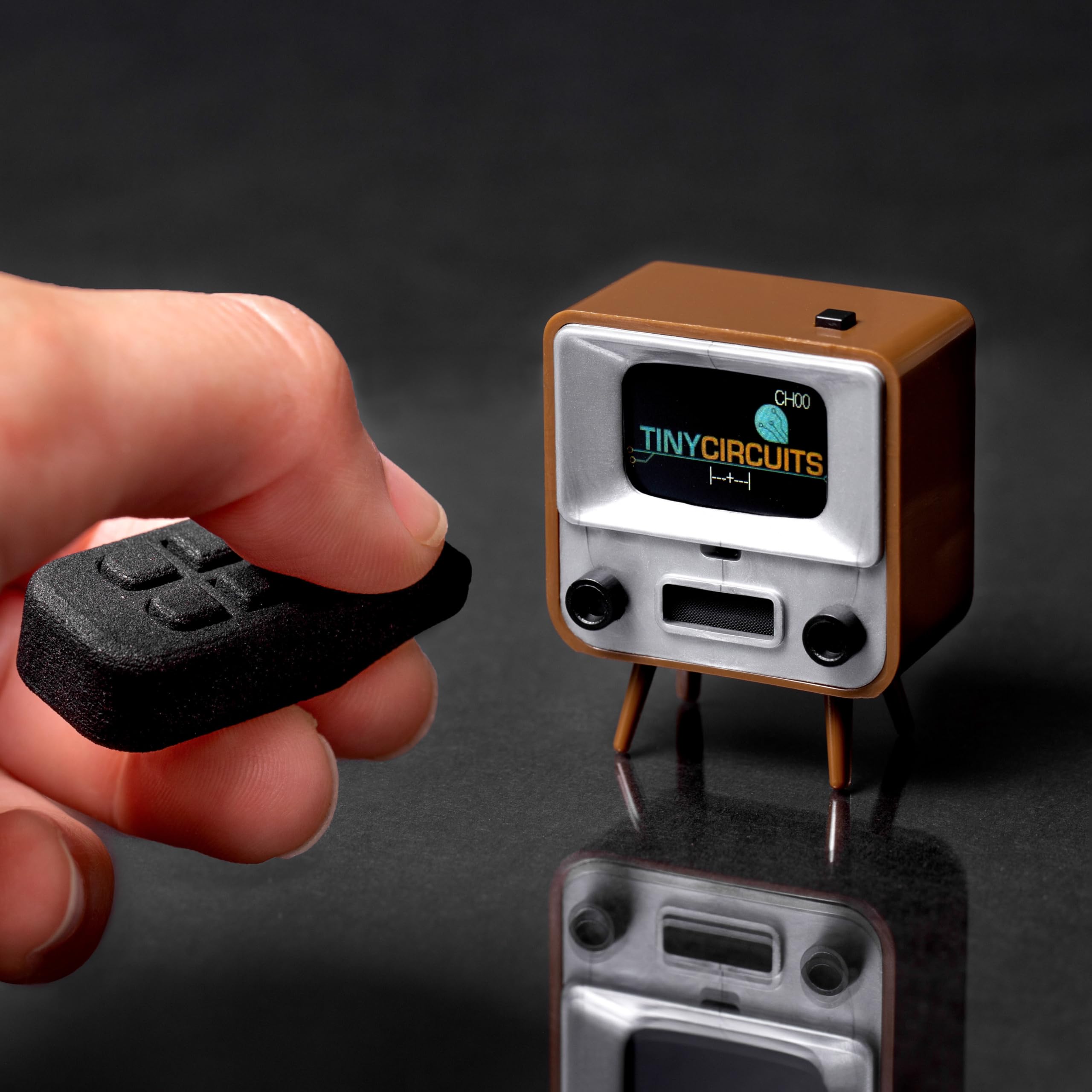 TinyCircuits TinyTV 2 Portable Retro Mini TV, Brown by TinyCircuits - Angle View 3