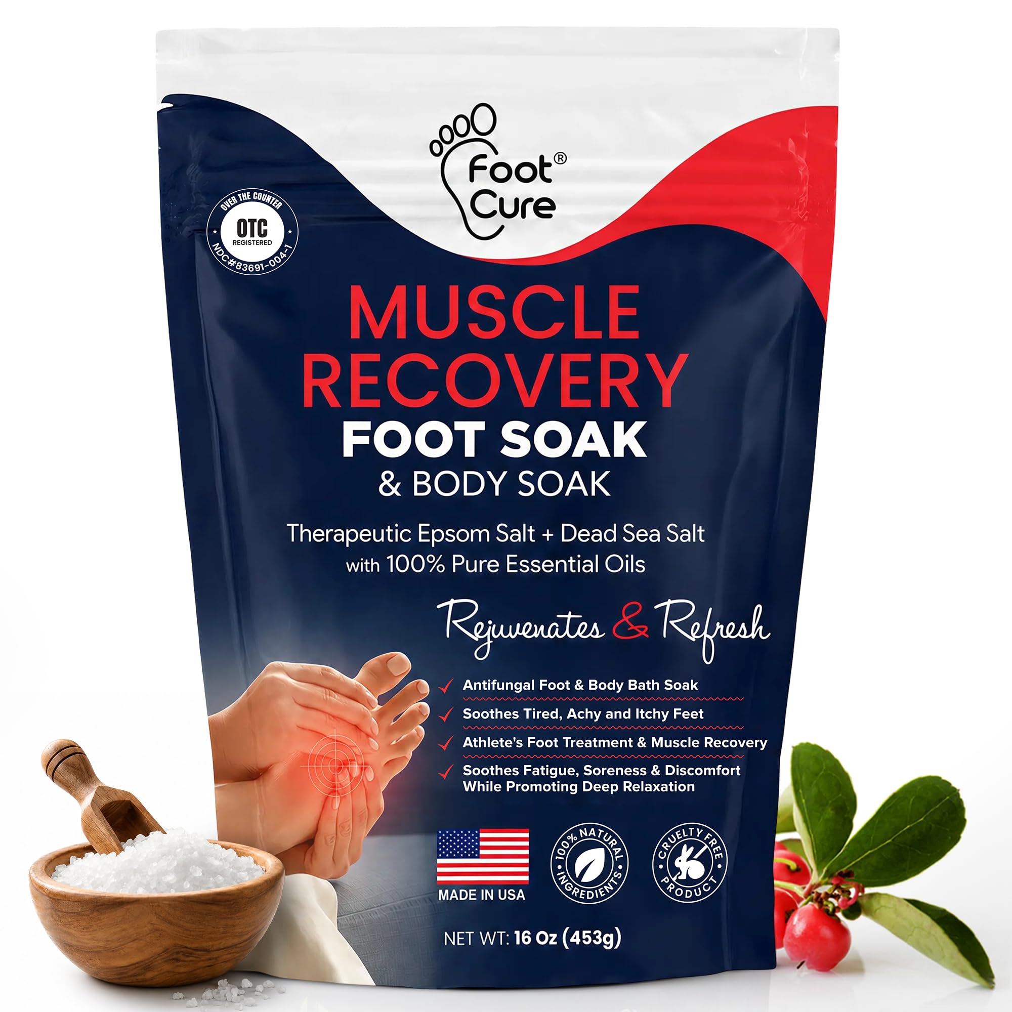 Tea Tree Oil Epsom Salt Foot Soak for Toenail Fungus Treatment, - FOOT CURE