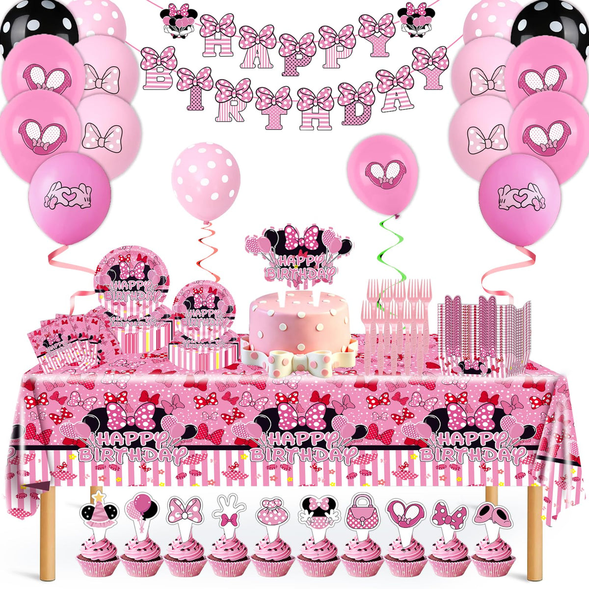133PCS Pink Birthday Party Supplies - UKKJOM Official Imagery - 1