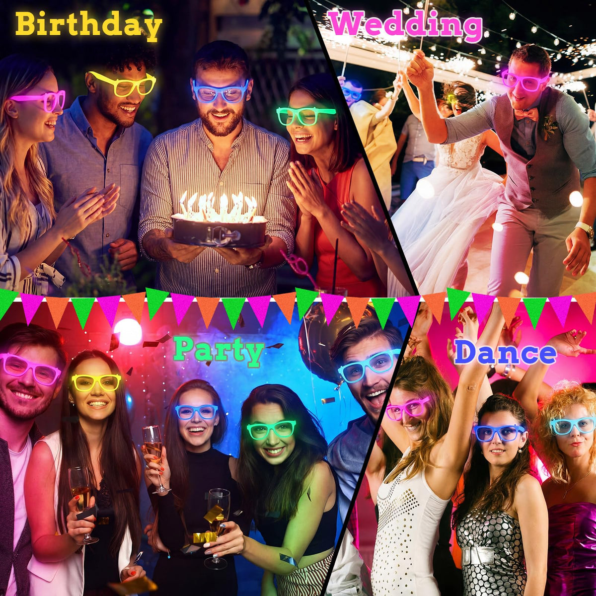 Halloween Glow in The Dark Glasses Neon Glasses UV Reactive - Viozakanry Official Imagery - 7