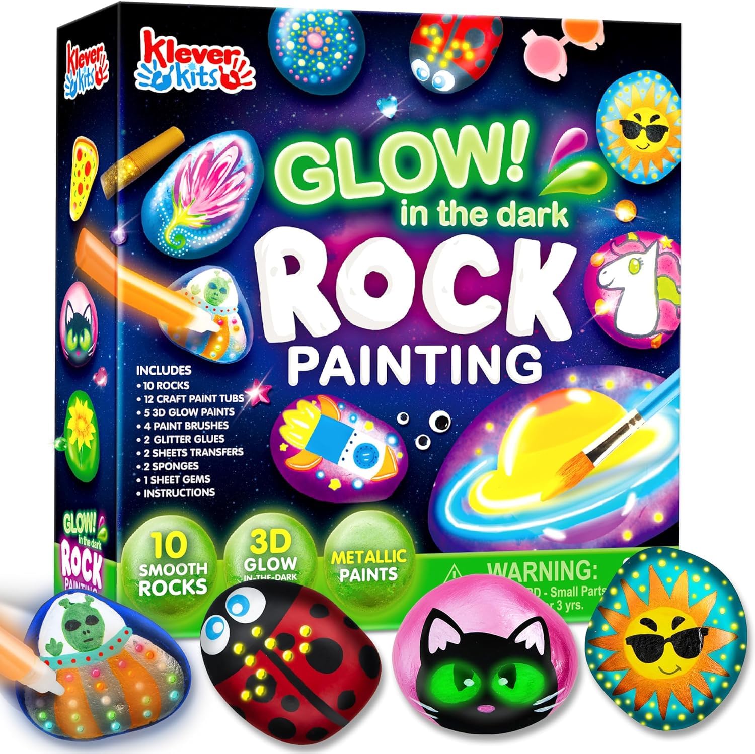Rock Painting Kit- Glow in The Dark Rock Kit, Arts and Crafts - Product Imagery