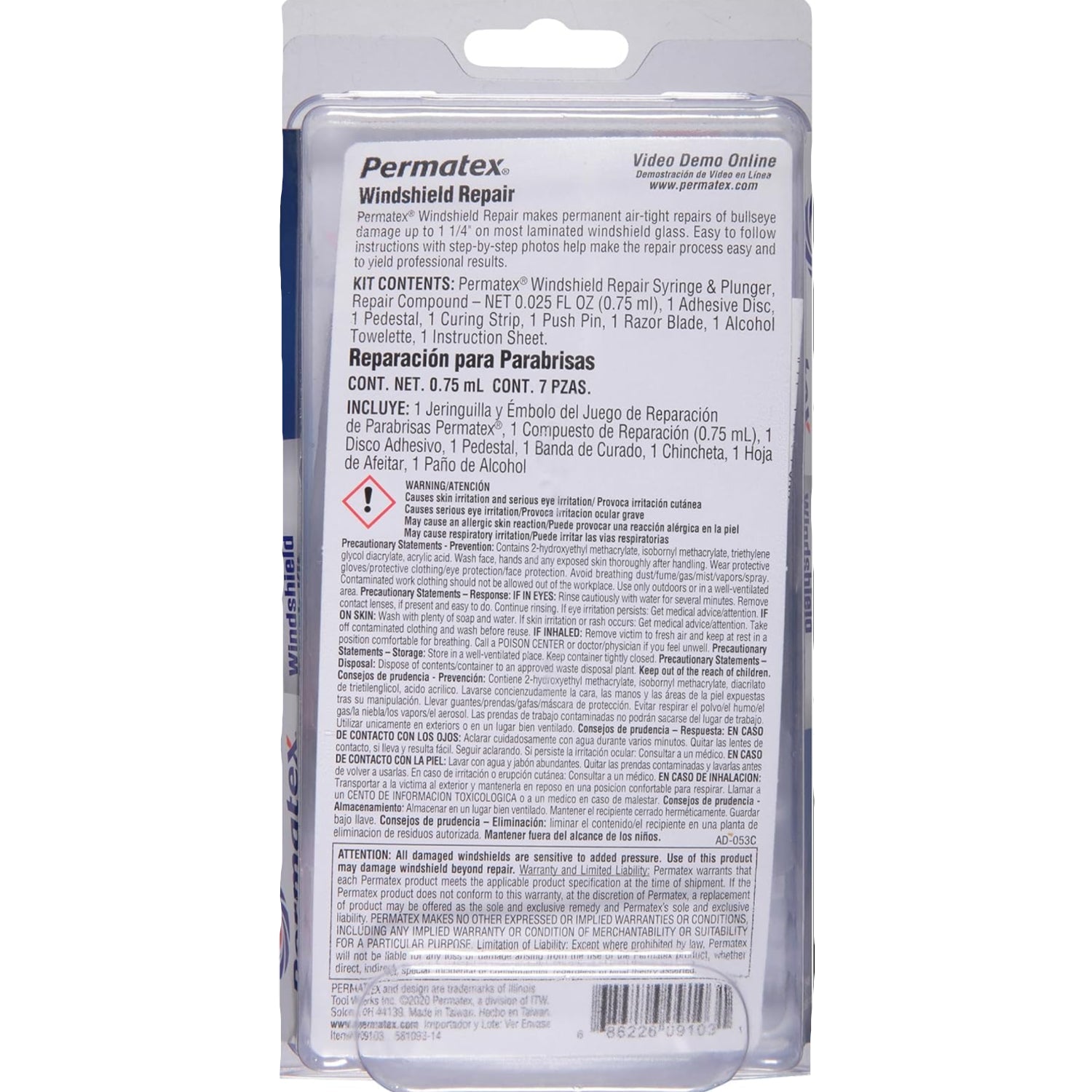 Permatex automotive windshield repair kit for chips and cracks, including tools and resin for quick, effective repair processes.