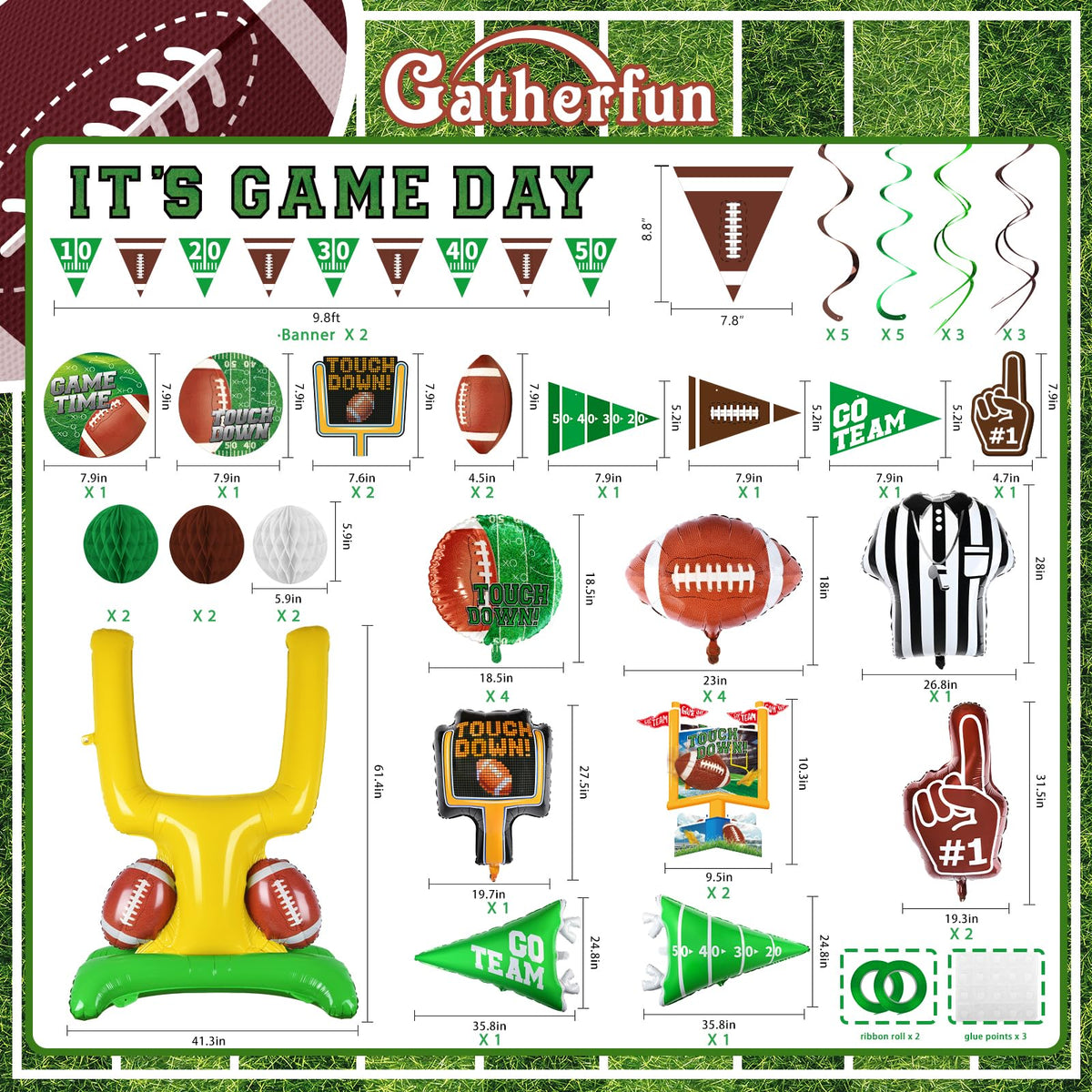 Football Party Decorations Kit Tailgate Football Birthday - Gatherfun Official Imagery - 4
