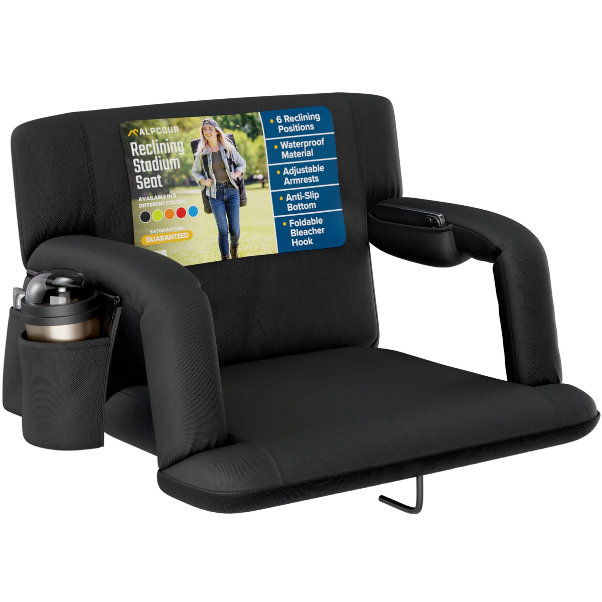 Reclining Stadium Seat Wide Bleacher Chair with Back Support - Alpcour Official Imagery - 2