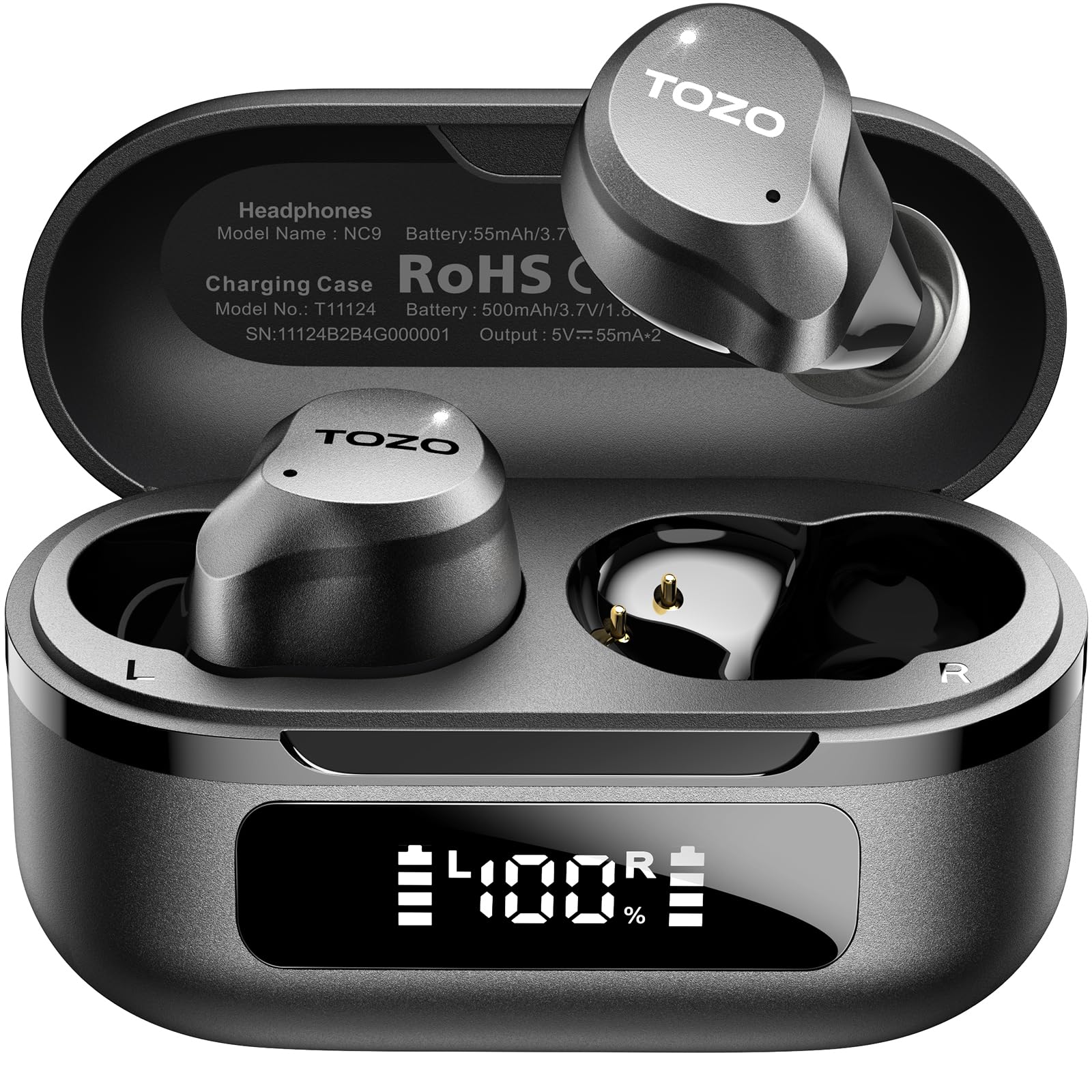 TOZO NC9 Hybrid Active Noise Cancelling Wireless Earbuds, 60H, LE - TOZO Official Product View 1