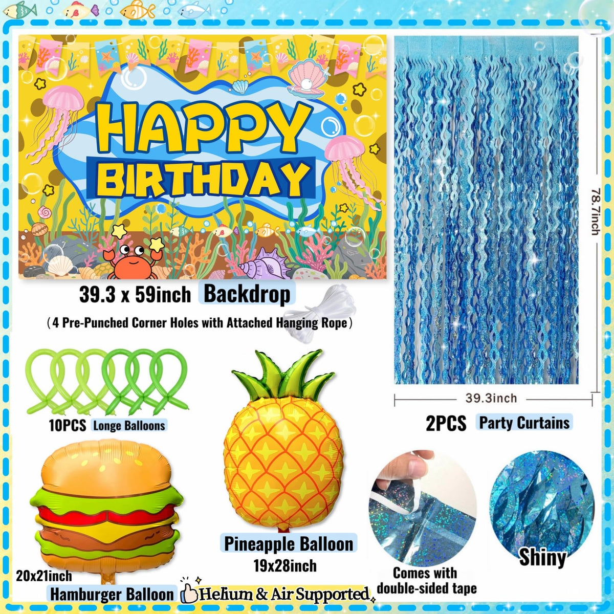 Daidle Sponge Birthday Decorations Kit 153Pcs Under the Sea - Daidle Official Imagery - 5