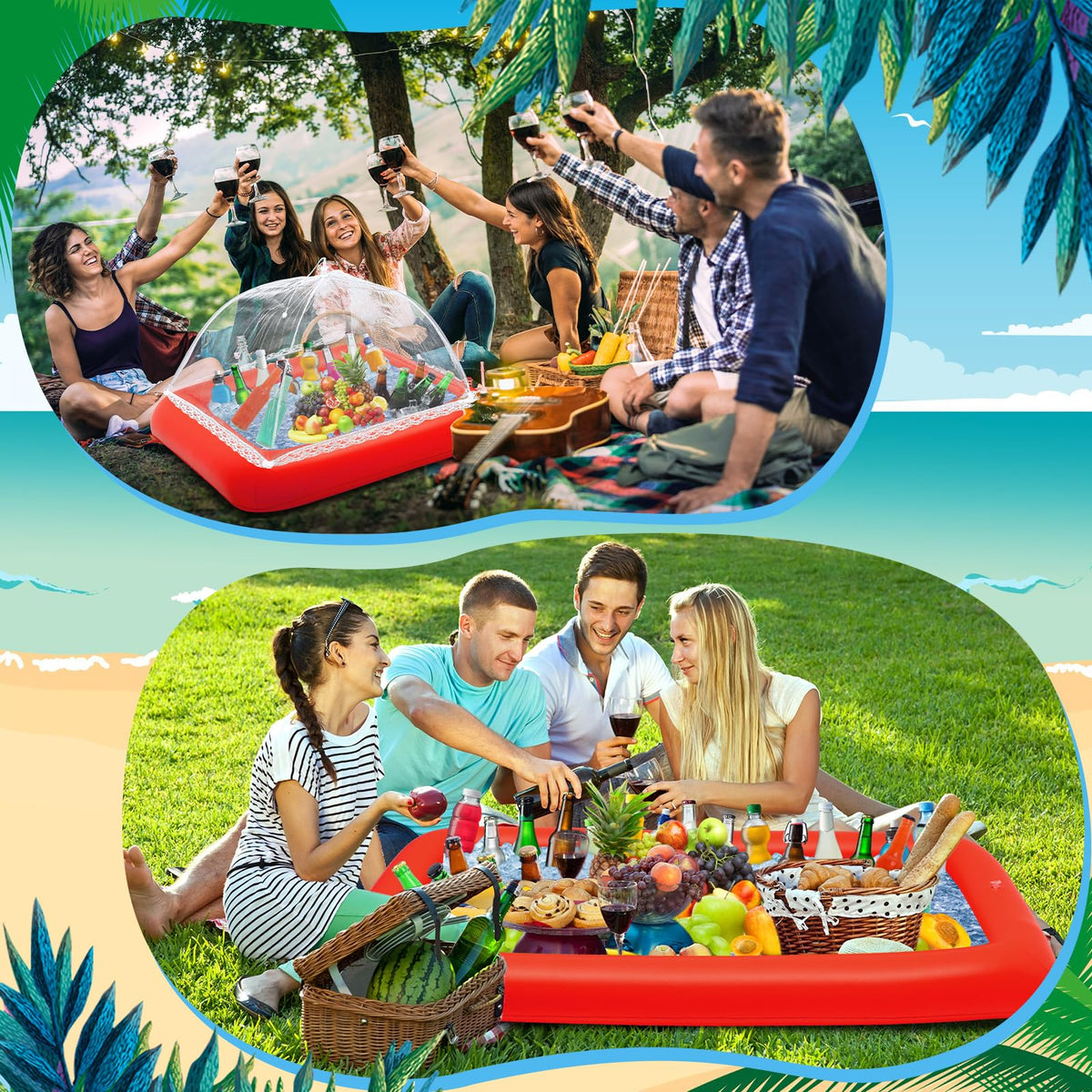 4 Pcs Inflatable Ice Tray Serving Bar Buffet Set 2 Pcs Food - Leitee Official Imagery - 8