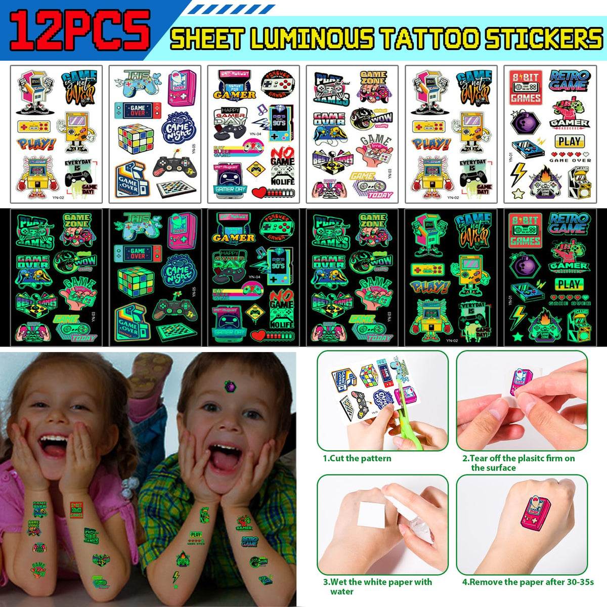 60Pcs Video Game Party Favors Gamer Birthday Party Supplies - B Bascolor Official Imagery - 8