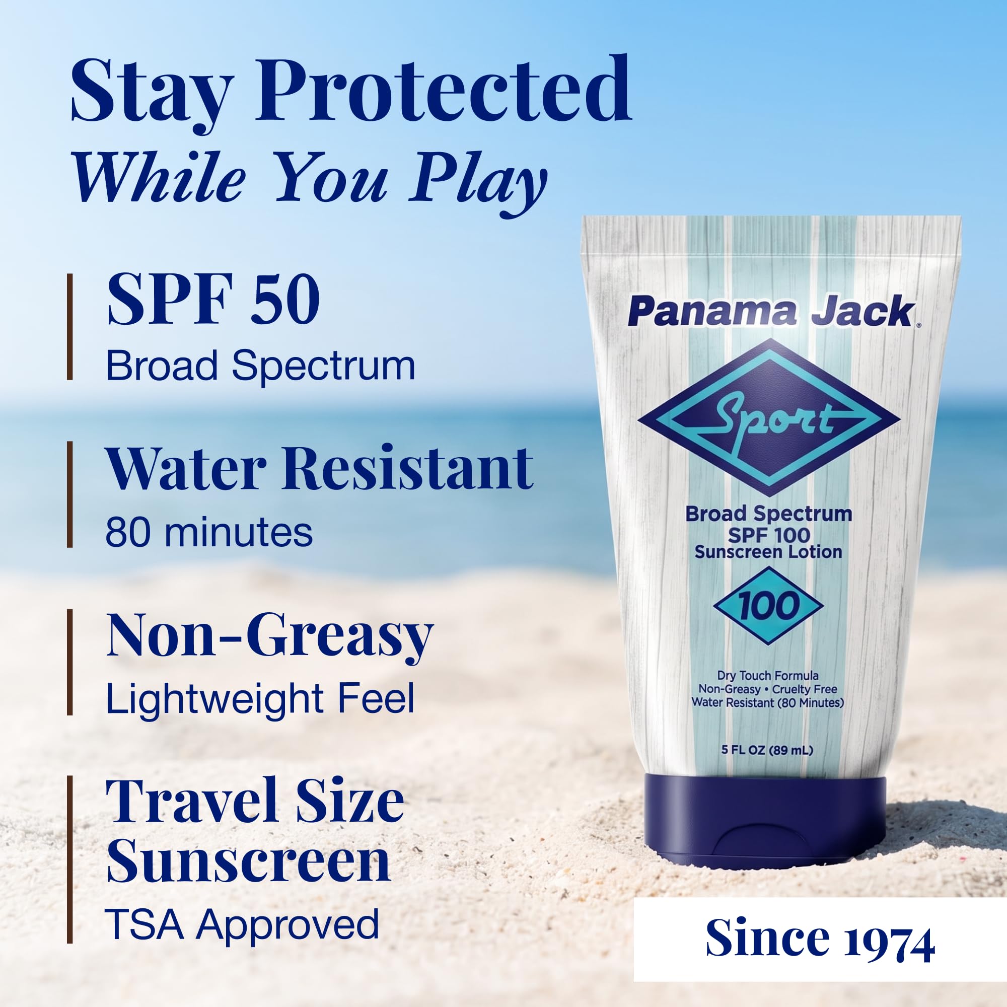 Panama Jack Sport Sunscreen Lotion - SPF 100, Broad Spectrum UVA/ - Panama Jack Official Product View 3