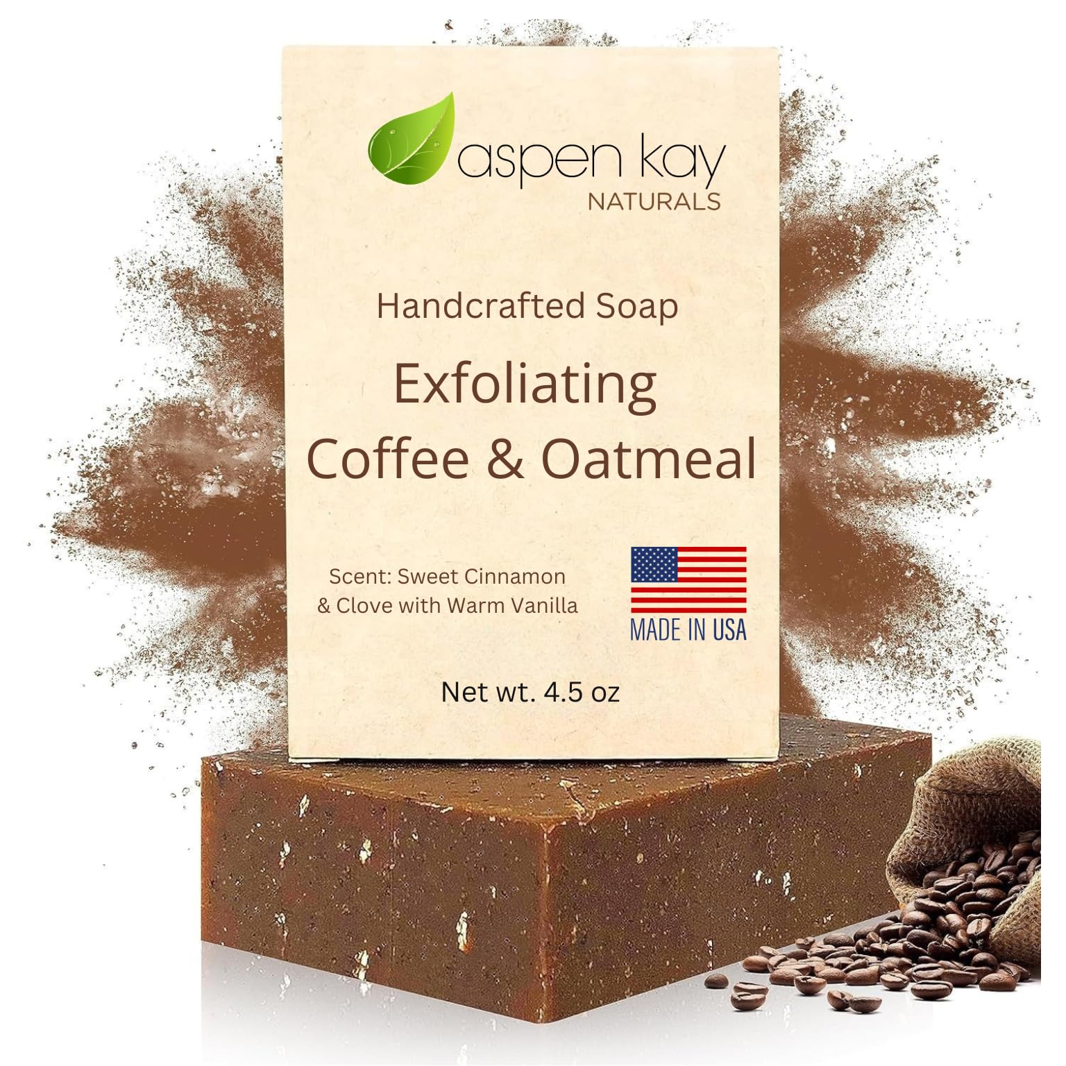 Aspen Kay Naturals Coffee & Oatmeal Exfoliating Soap, Natural & Organic Coffee - Aspen Kay Naturals Official Product View 2