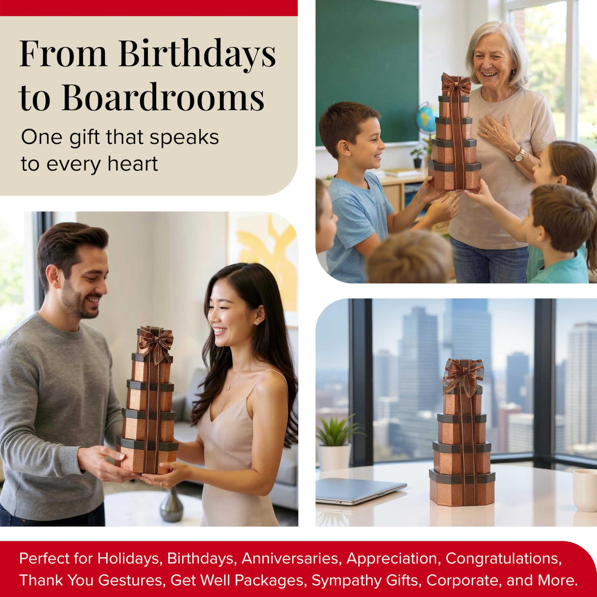 Broadway Basketeers Food Gift Basket Tower with Delightful - Broadway Basketeers Official Imagery - 7