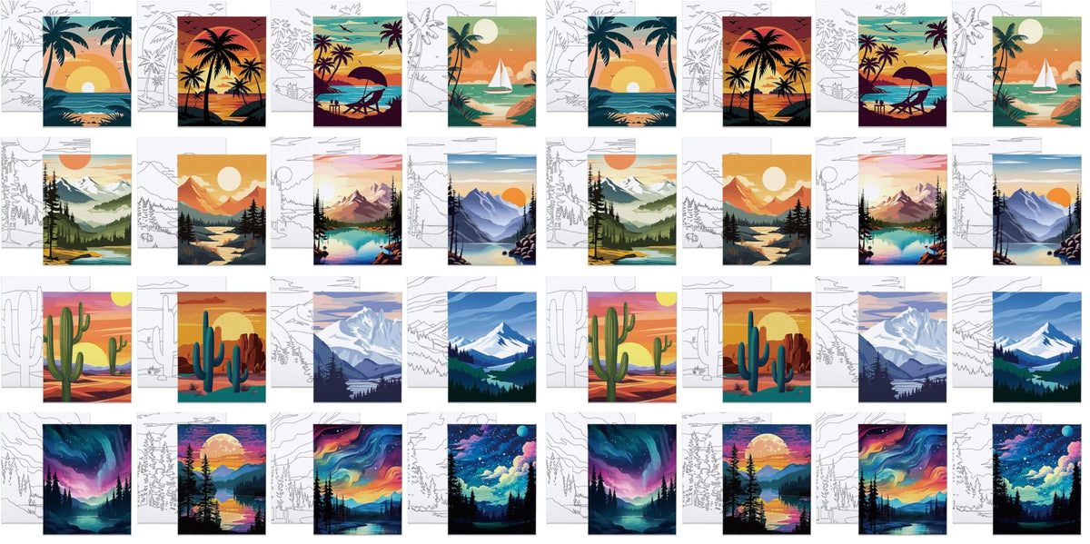 16 Pcs Sip and Paint Kit for Adults Pre Drawn Canvas for - VOCHIC Official Imagery - 8