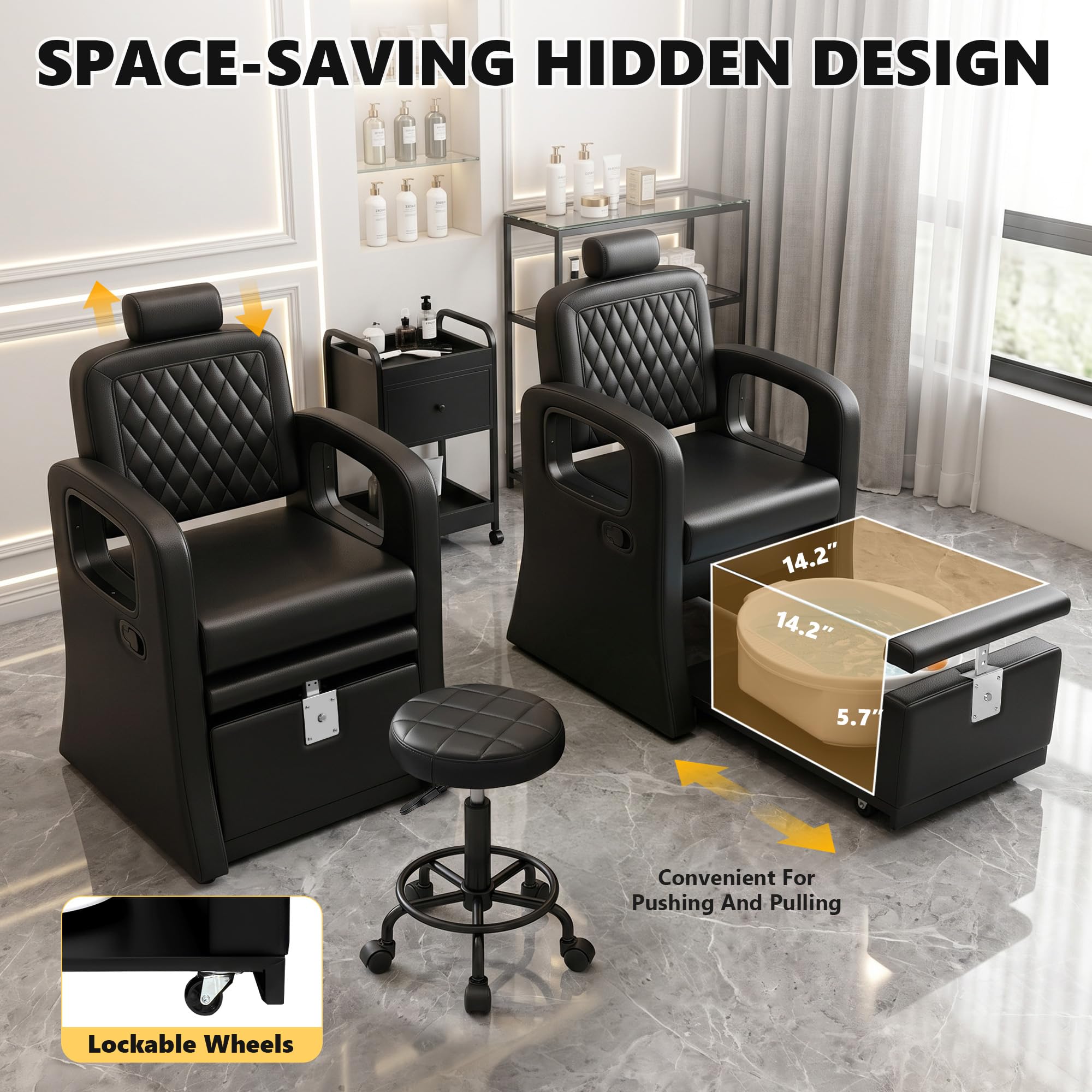 Hicomony Pedicure Chair for Nail Tech, Reclining Spa Chair Stool Included