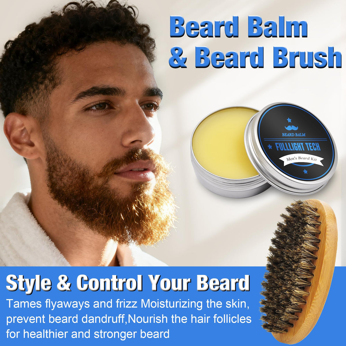 Beard Kit for Men with 3 Beard Oil Scents Vanilla Beard Wash - FULLLIGHT TECH Official Imagery - 7