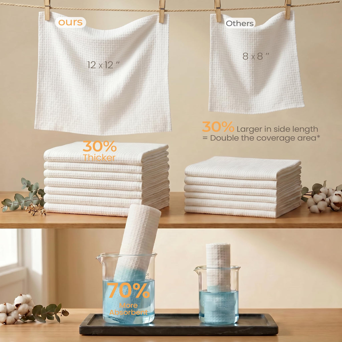 XXL Disposable Face Towel 12x12 Inches Extra Thick Facial - LUMIDOMA Official Imagery - 4