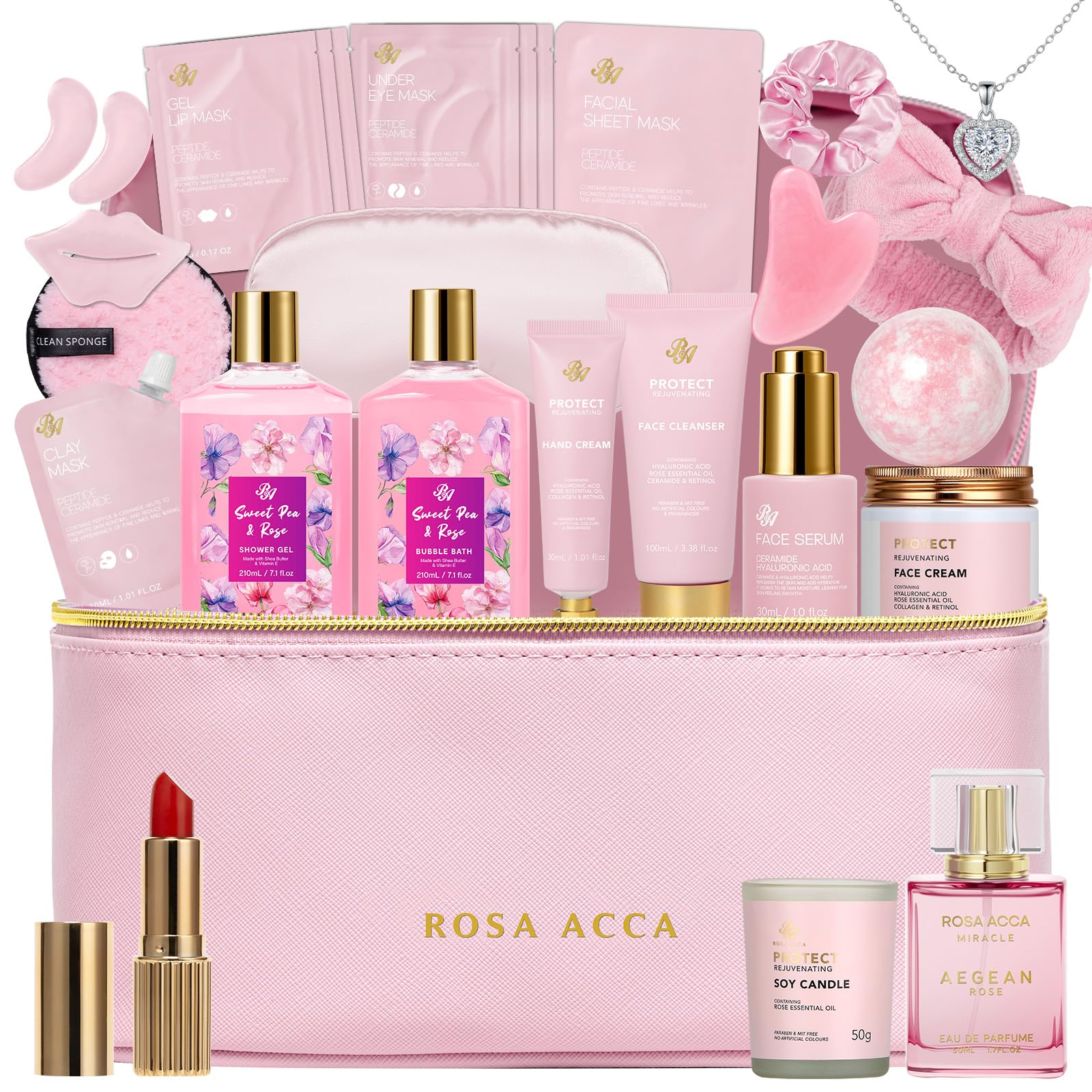 Gifts for Women, Gifts Basket for Women, 25 Pcs Rose Bath &amp; - RA ROSA ACCA