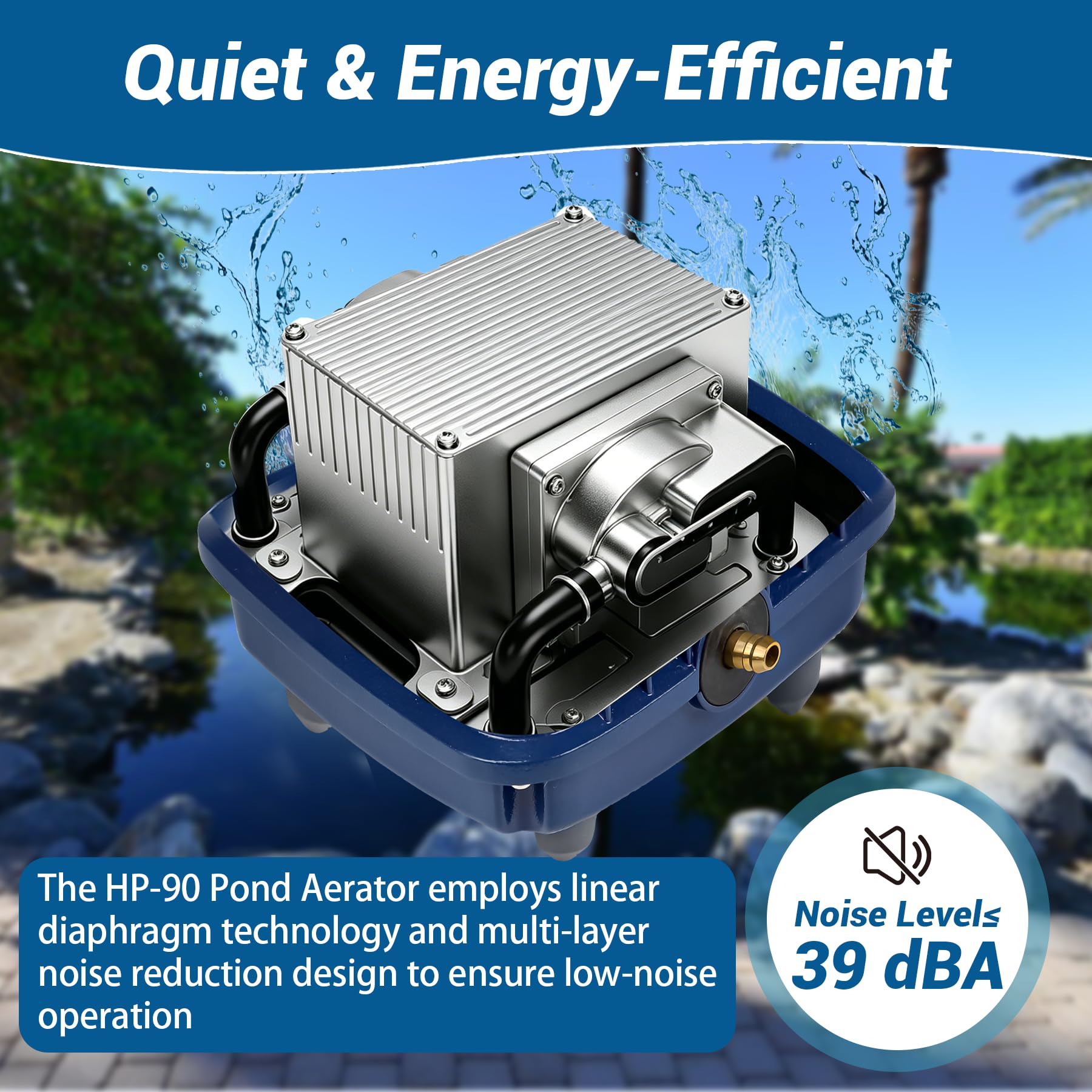 Drako-Myxx Upgraded HP-90 Pond Aerator/Septic Tank Linear Air Pum - Drako-Myxx Official Product View 3