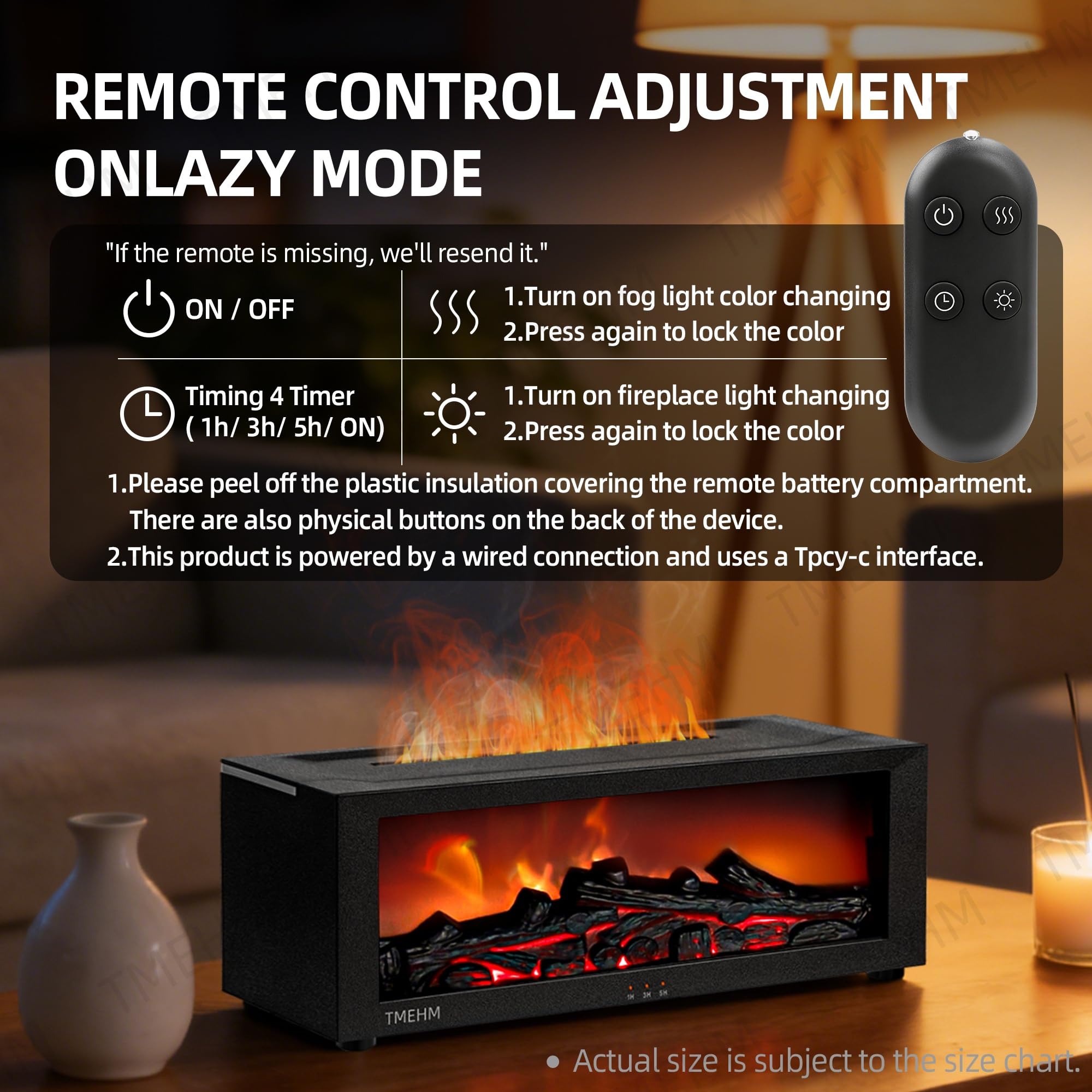 TMEHM Fireplace Flame Essential Oil Diffuser Humidifier, Aromathe - TMEHM Official Product View 6