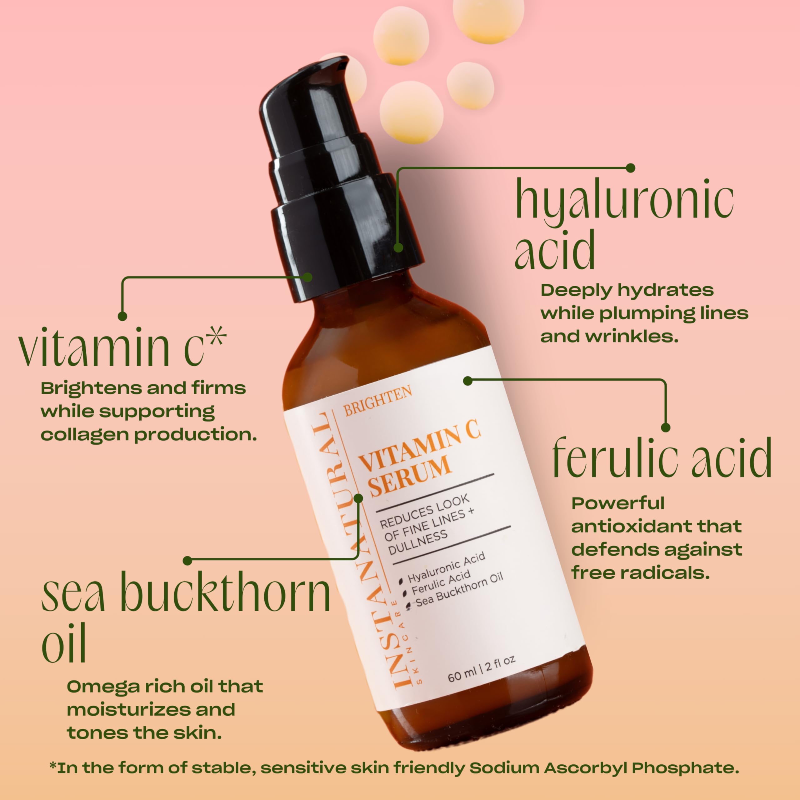 InstaNatural Vitamin C Face Serum - Fine Lines and Discoloration & 2 Fl Oz - InstaNatural Official Product View 4