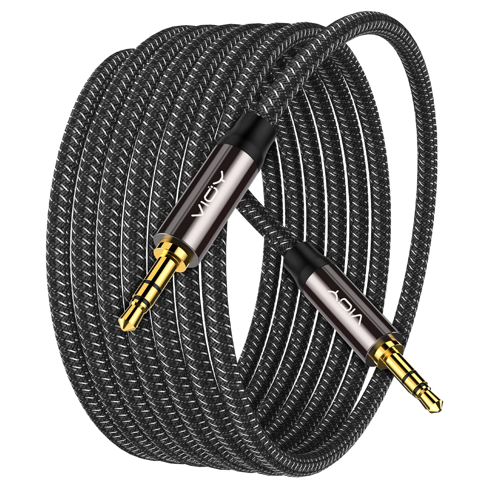 VIOY Aux Cord 15 FT, 3.5mm Male to Male Braided Auxiliary Audio C by VIOY - Angle View 2
