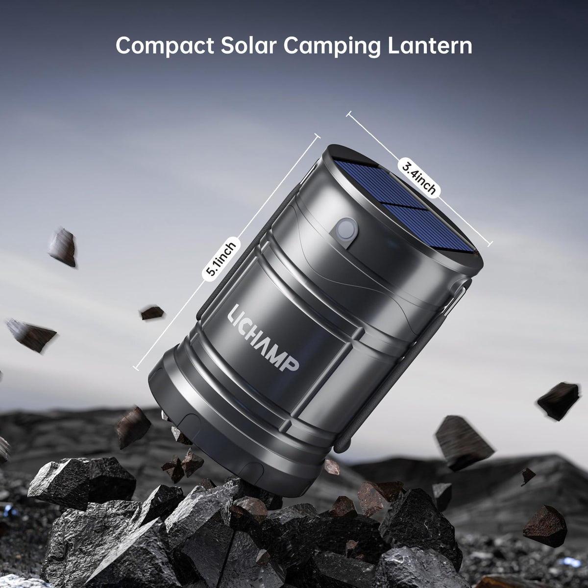 Lichamp 2 Pack Solar Camping Lantern USB Rechargeable LED - Lichamp Official Imagery - 6