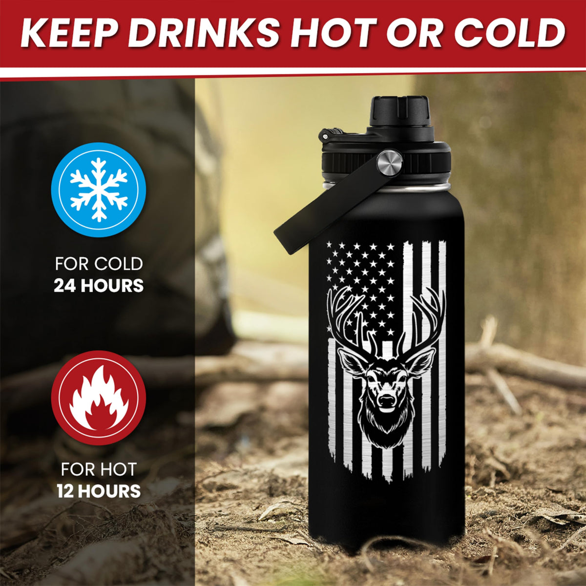 I d Rather Be Hunting Stainless Steel Insulated Bottle - SANDJEST Official Imagery - 5