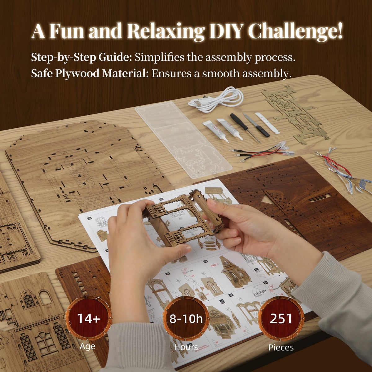 FUNPOLA 3D Wood Puzzle Countryside Cottage Model - FUNPOLA Official Imagery - 6