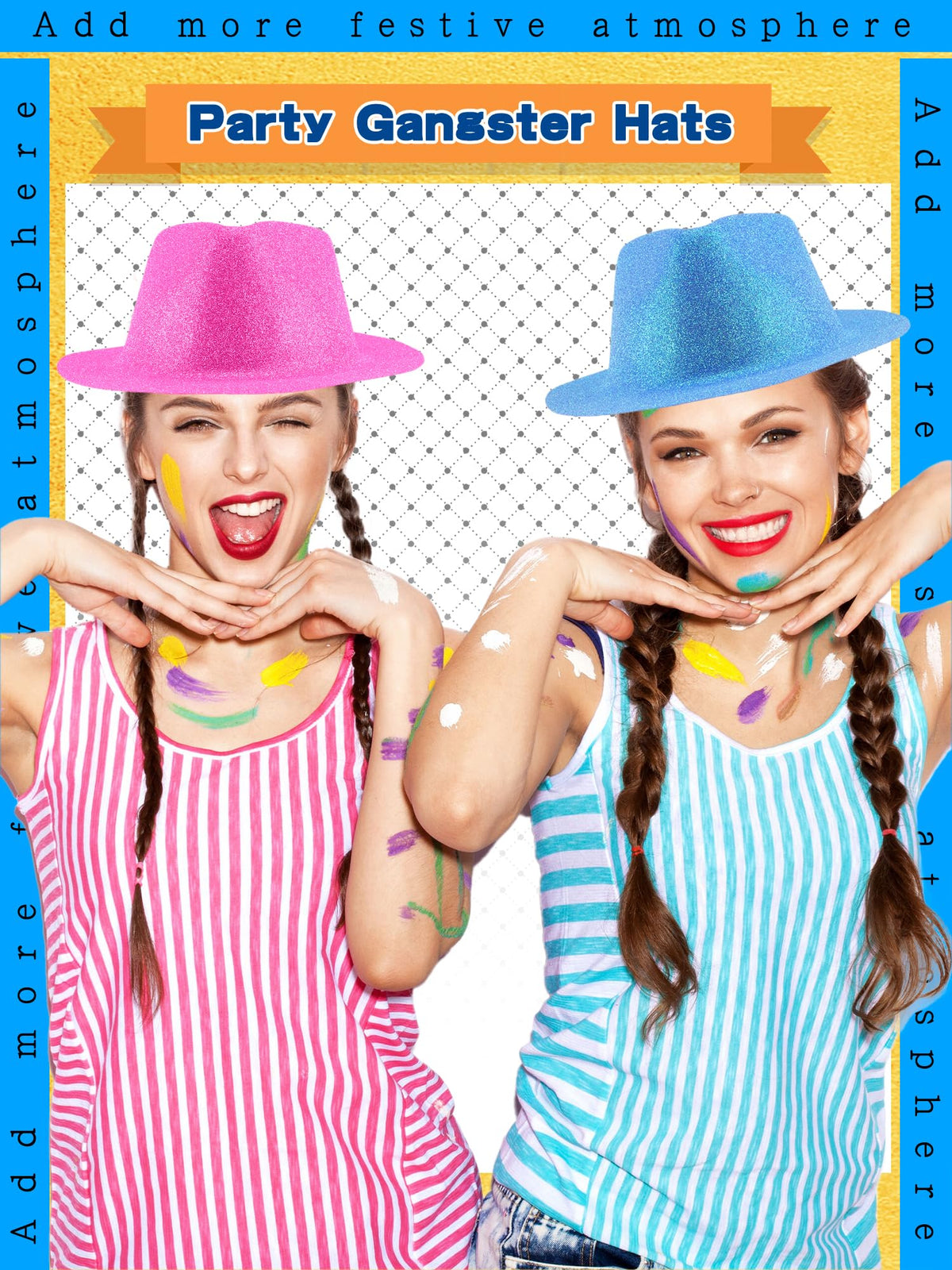 24 Pcs Neon Party Hats Bulk Plastic Fedora Party Hats - SGBETTER Official Imagery - 5