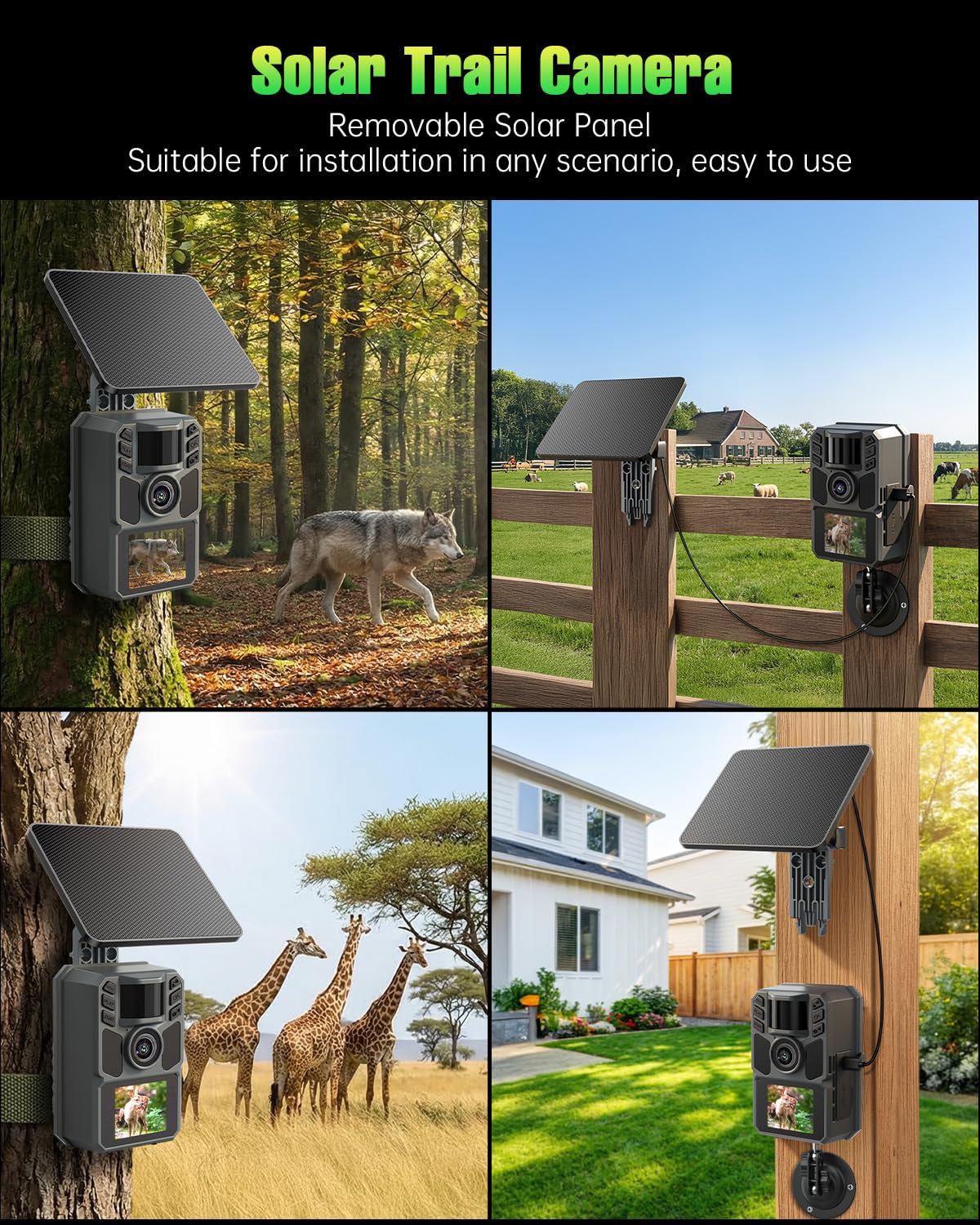 Trail Camera 4K 64MP with 5000mAh Rechargeable Battery Solar - FKPCAM Official Imagery - 3