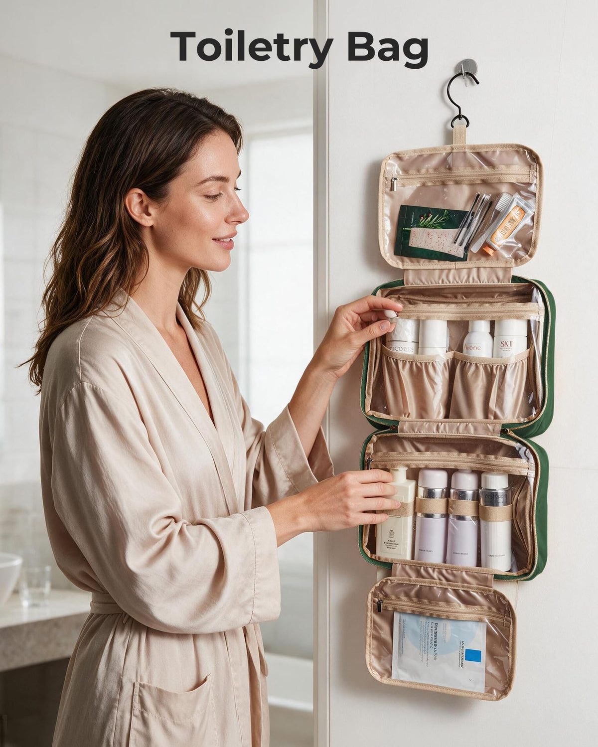 BAGSMART Toiletry Bag Hanging Travel Makeup Organizer with - BAGSMART Official Imagery - 3