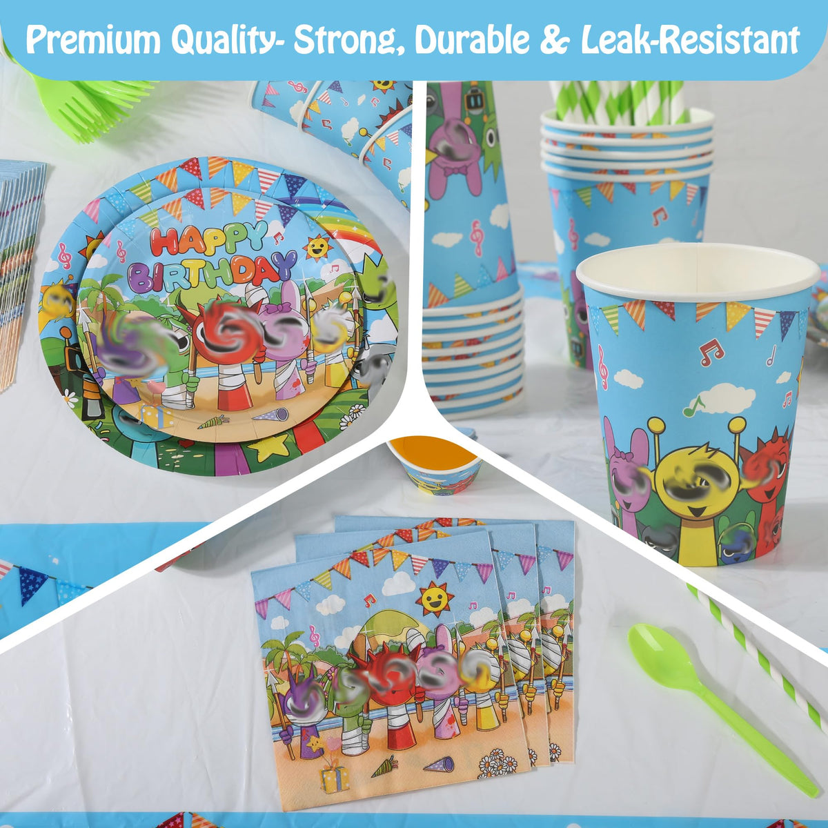 229 PCS Birthday Party Supplies Set Serves 20 Plates Cups - DUMBI Official Imagery - 7
