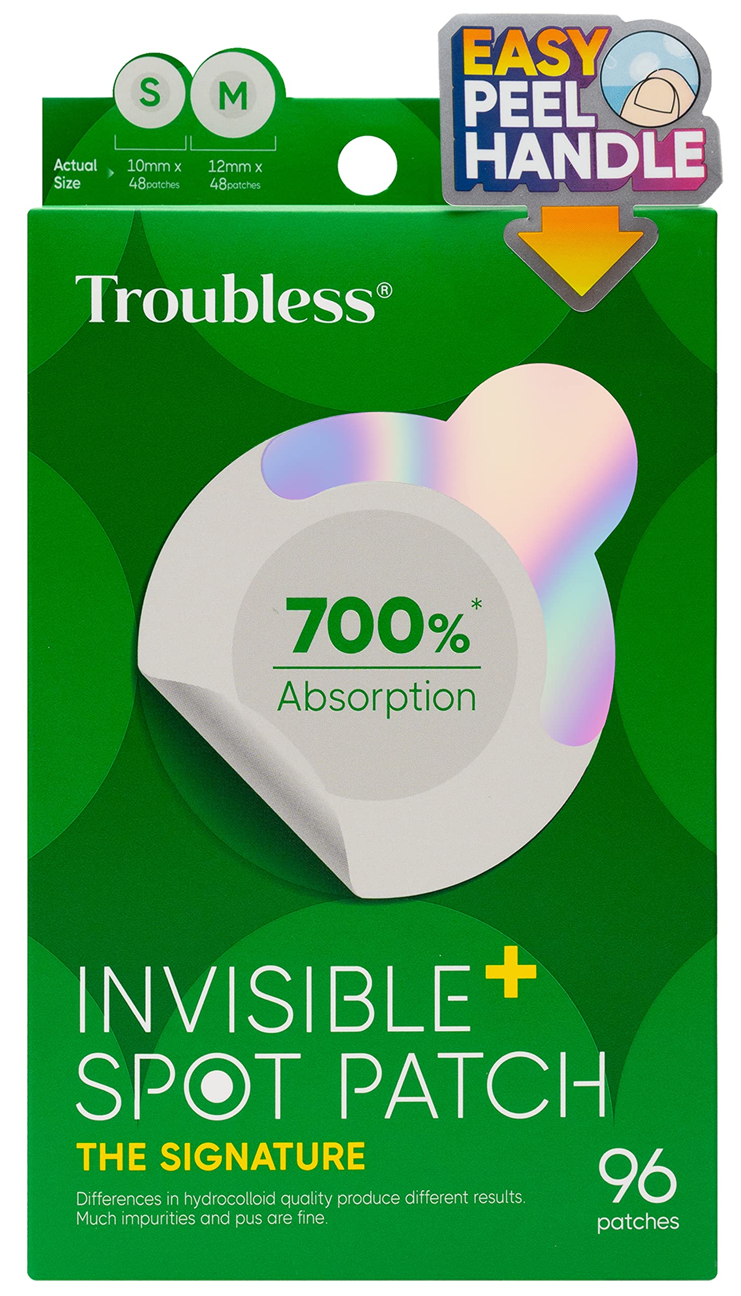 Invisible Pimple Spot Patch - Classic, Hydrocolloid Acne Patches for Face | Ultra Thin Acne Patches with Easy Peel Handle | Overnight Pimple Patches | 2 Sizes, 96 Count (Pack of 1) - Troubless Official Product View 9