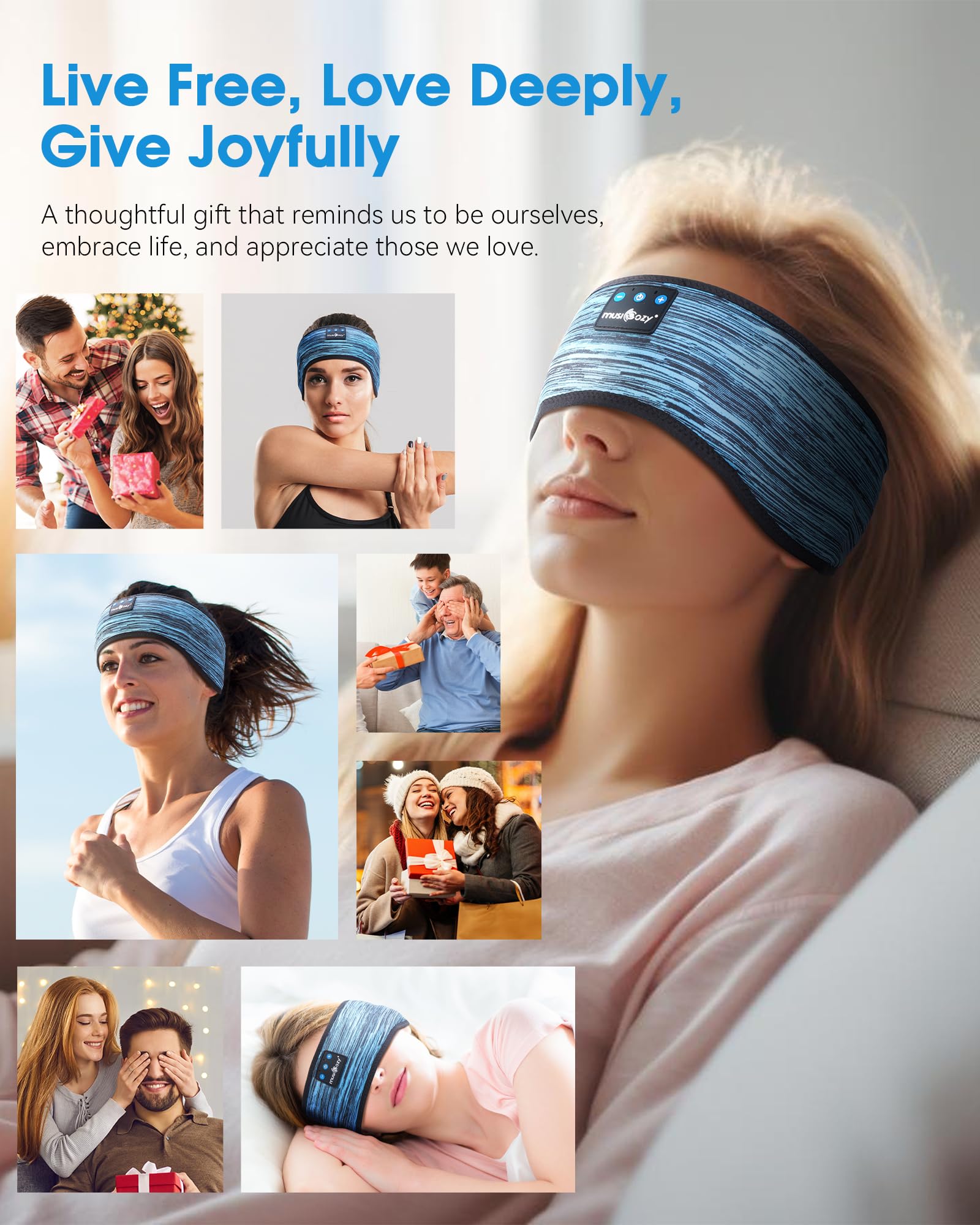 MUSICOZY Sleep Headphones Bluetooth Headband Headphones for Side - MUSICOZY Official Product View 7