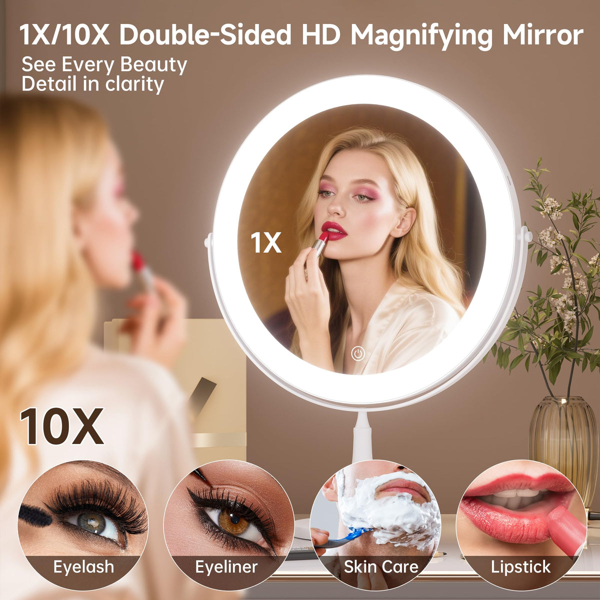 9 Magnifying Vanity Mirror with Light 10X 1X Makeup Mirror - DEXHOM Official Imagery - 5