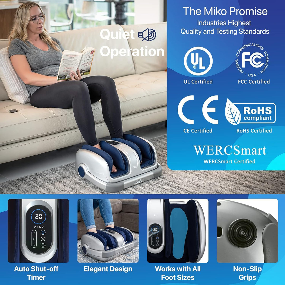 MIKO Shiatsu Foot Leg and Calf Massager with Heat - MIKO Official Imagery - 7