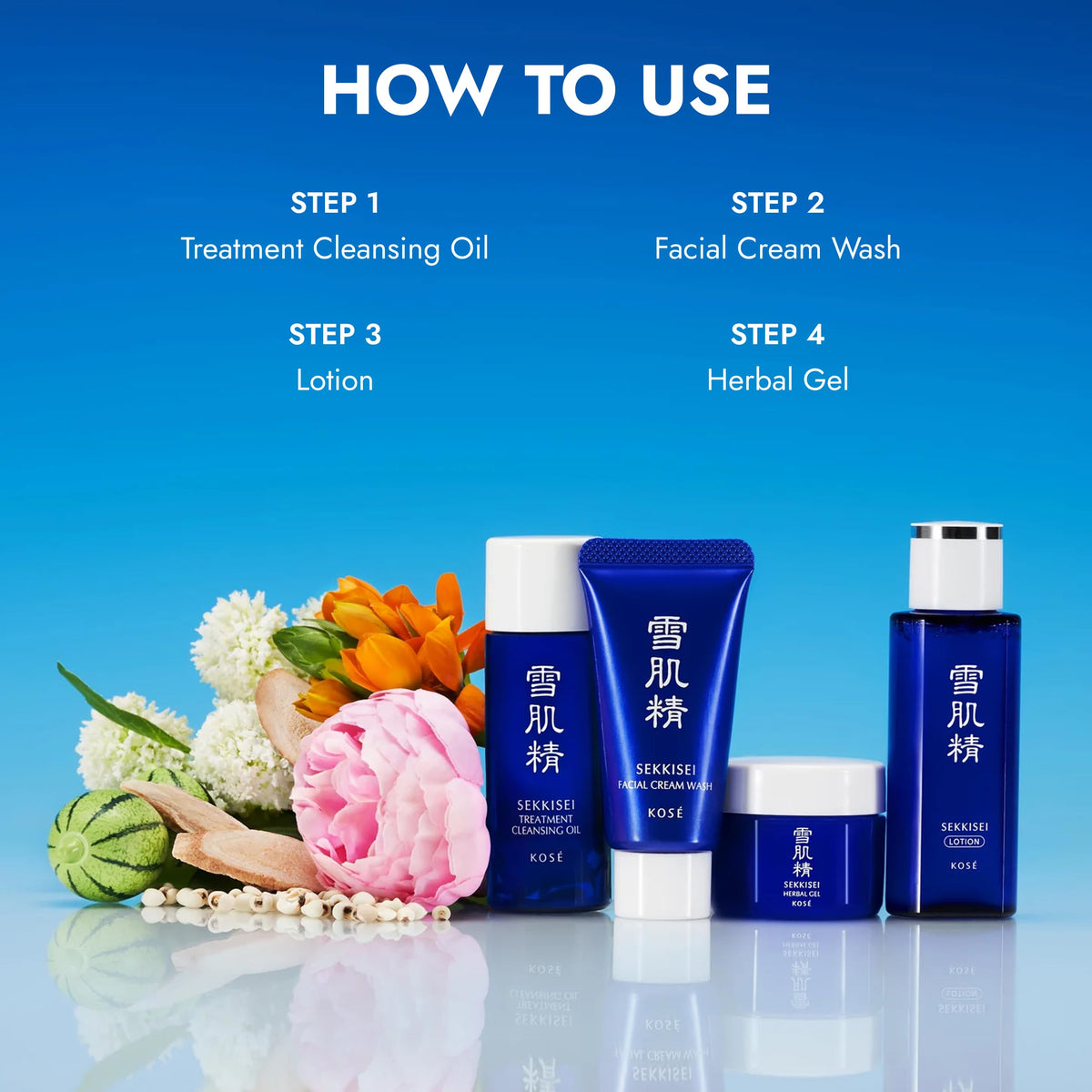 SEKKISEI Herbal Hydration 4 Step Japanese Skincare Kit - SEKKISEI Official Imagery - 5