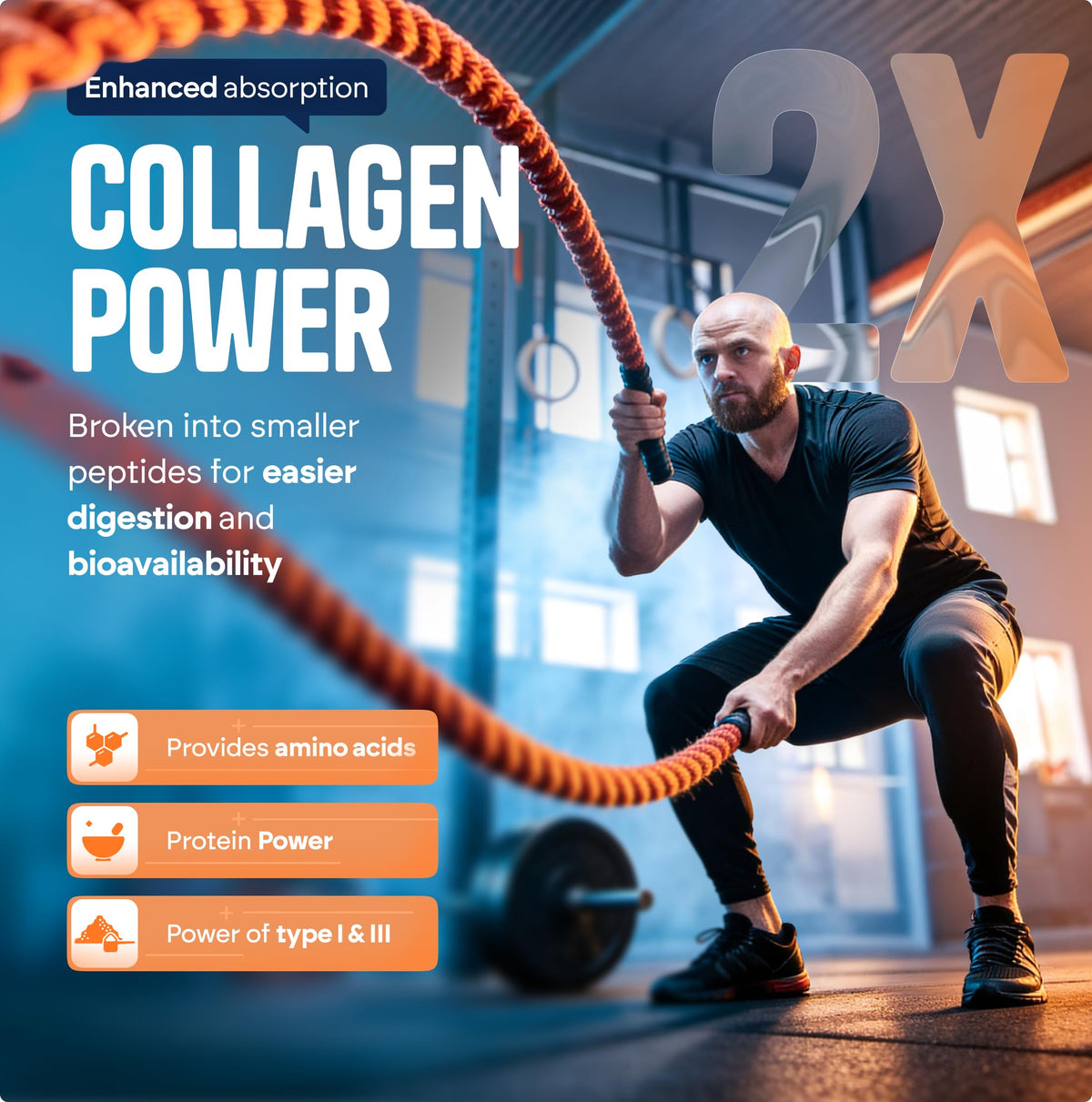 GLANZ Collagen Peptides for Men Hydrolyzed Powder Unflavored - GLANZ Official Imagery - 3
