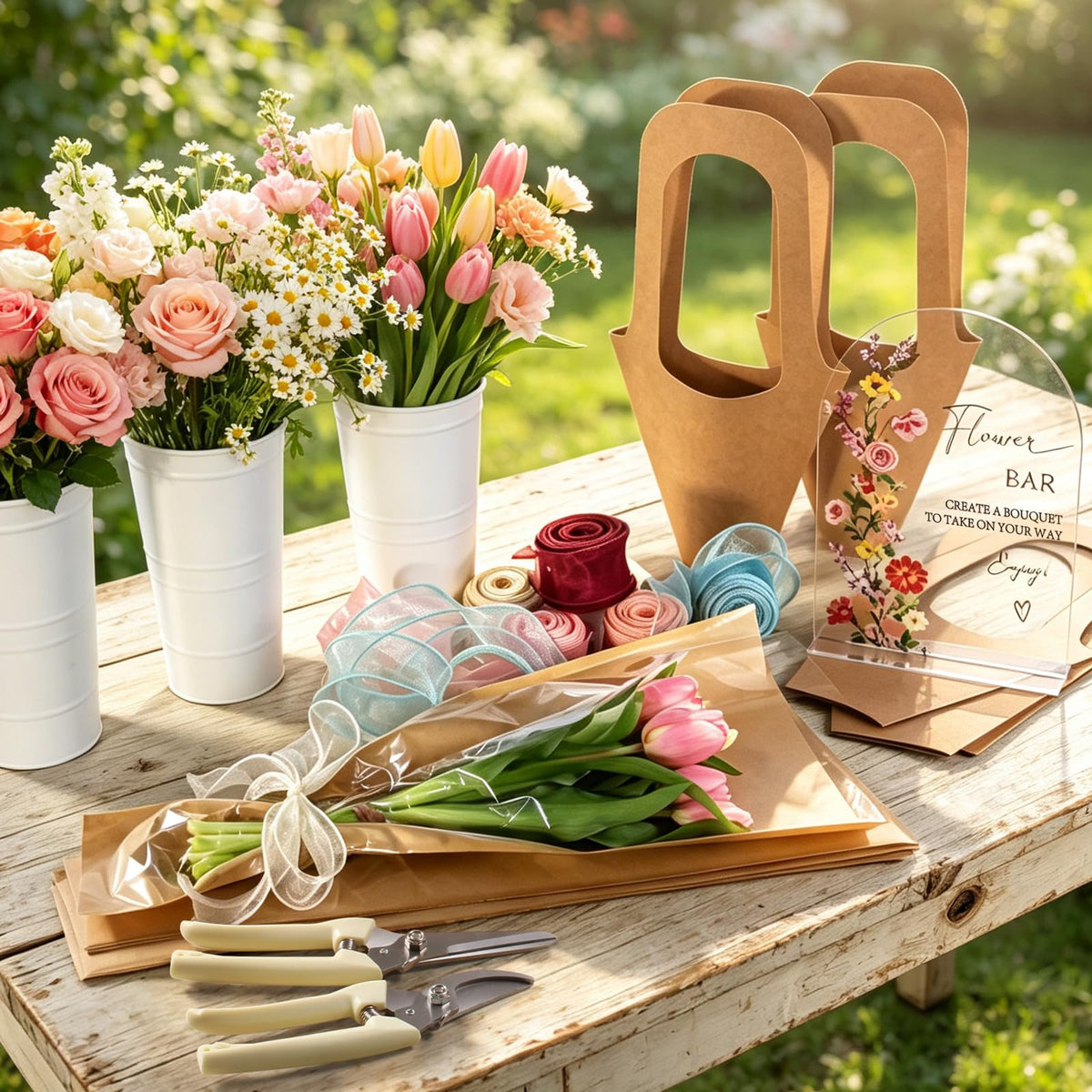 59 Pcs Flower Bar Supplies Kit Acrylic Sign Kraft Bouquet - Finanovs Official Imagery - 8